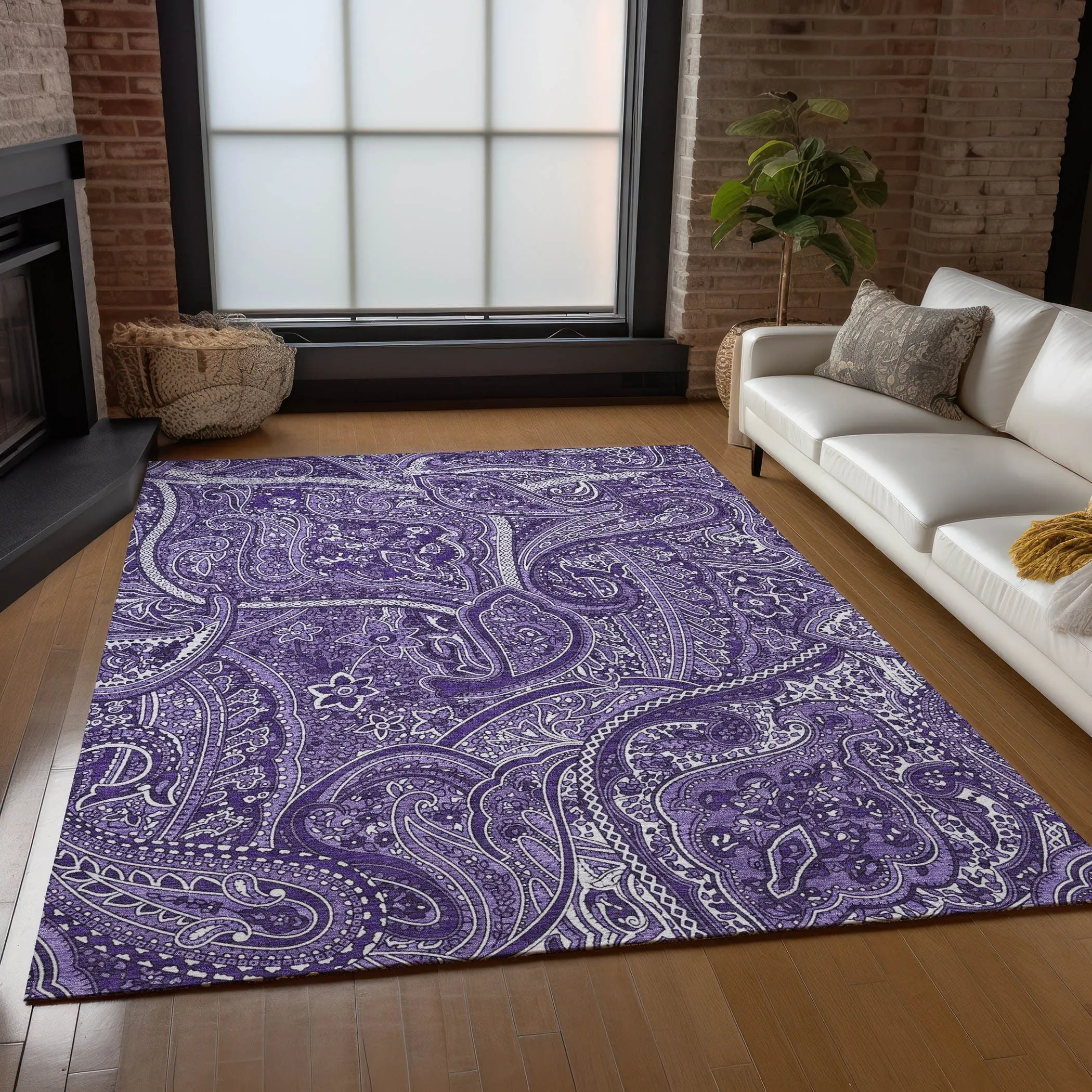 Machine Washable Indoor/ Outdoor Chantille Traditional Paisley Rug