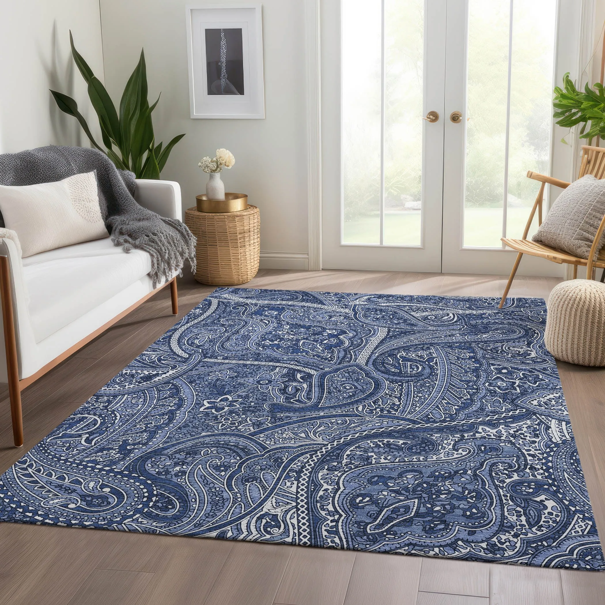 Machine Washable Indoor/ Outdoor Chantille Traditional Paisley Rug