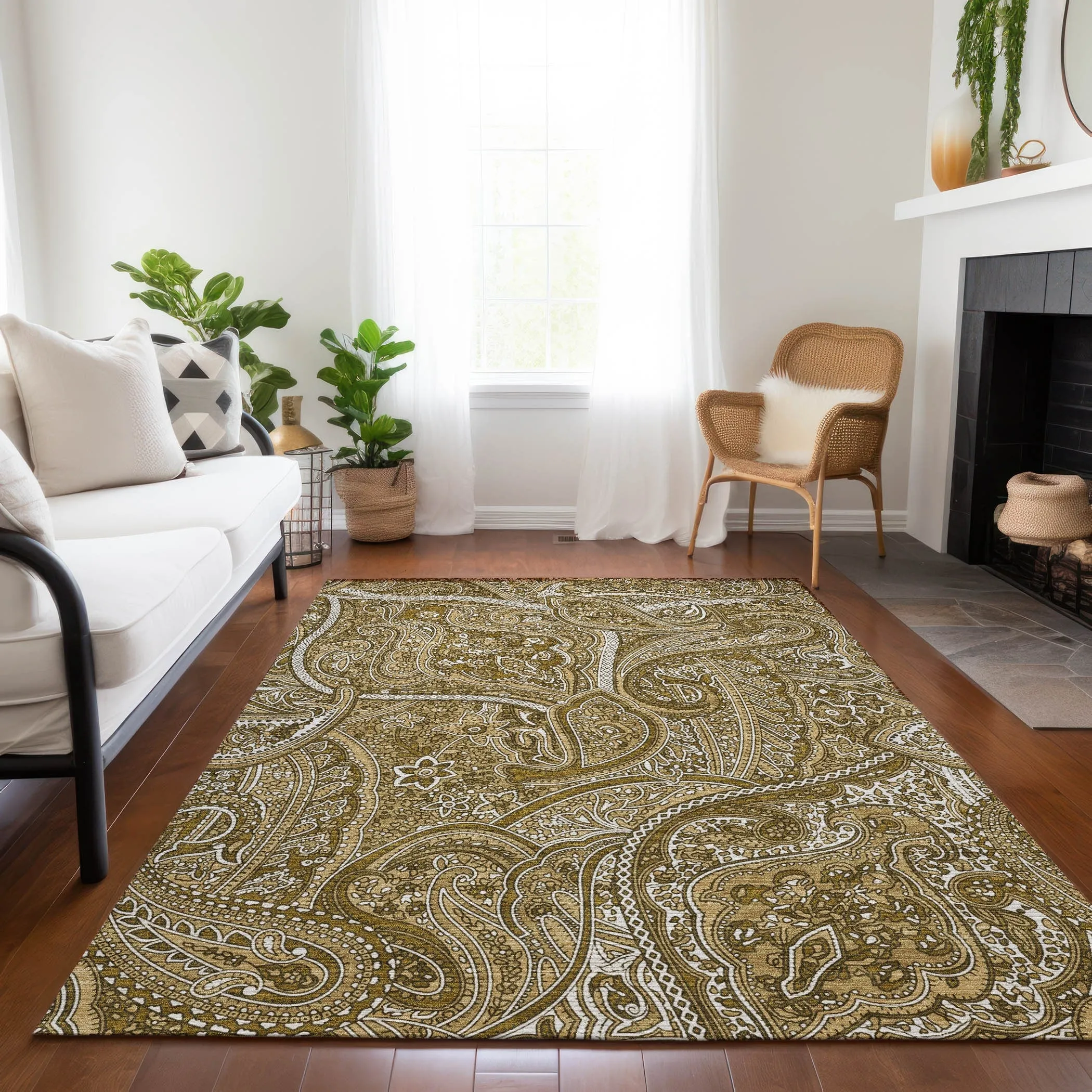 Machine Washable Indoor/ Outdoor Chantille Traditional Paisley Rug