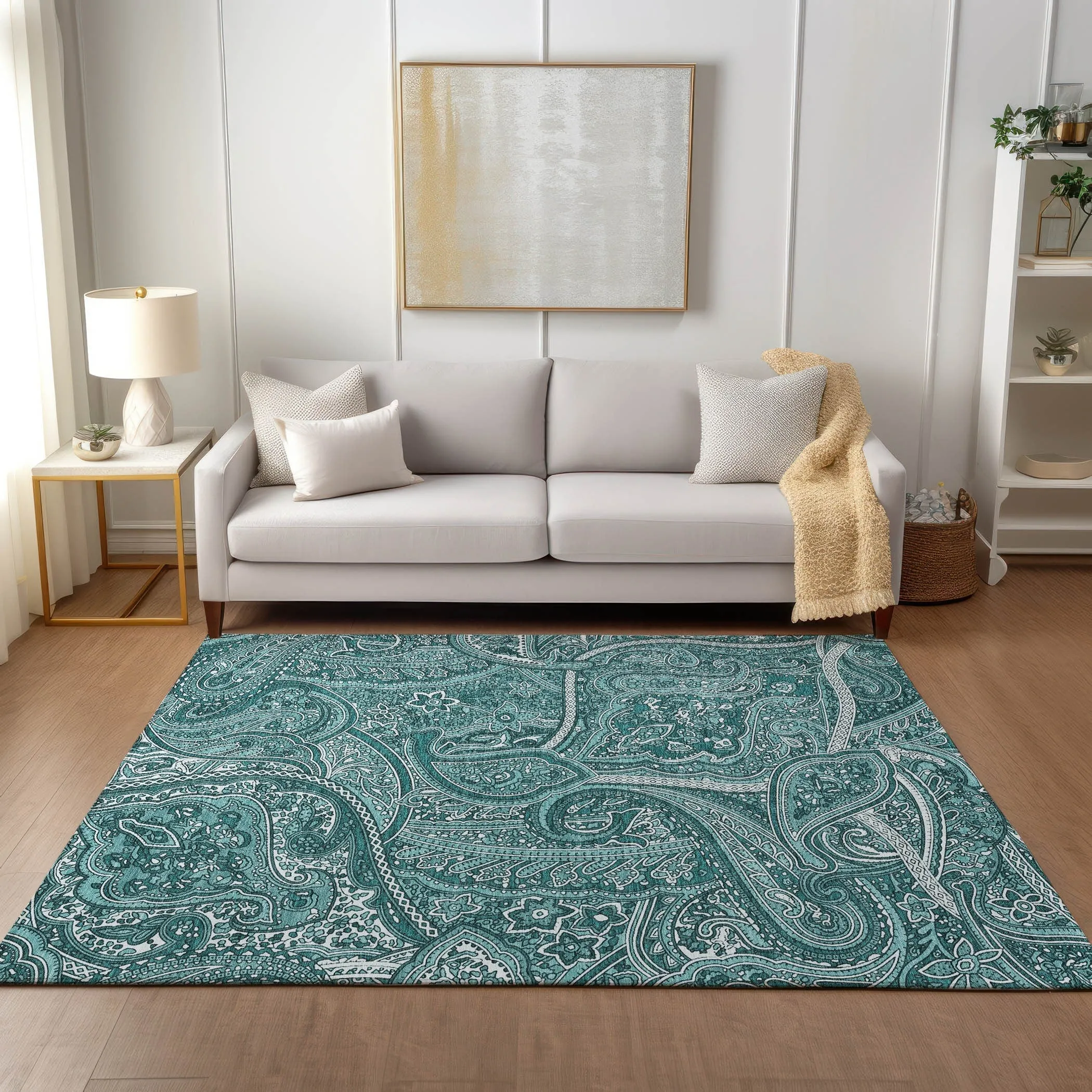 Machine Washable Indoor/ Outdoor Chantille Traditional Paisley Rug