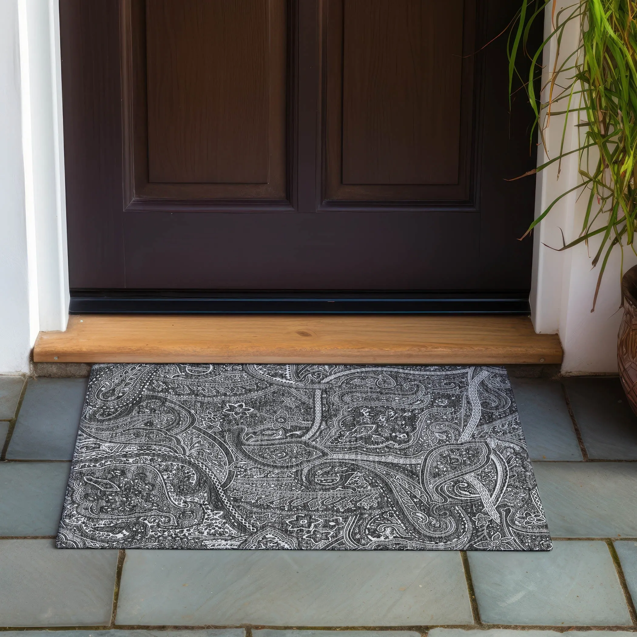Machine Washable Indoor/ Outdoor Chantille Traditional Paisley Rug