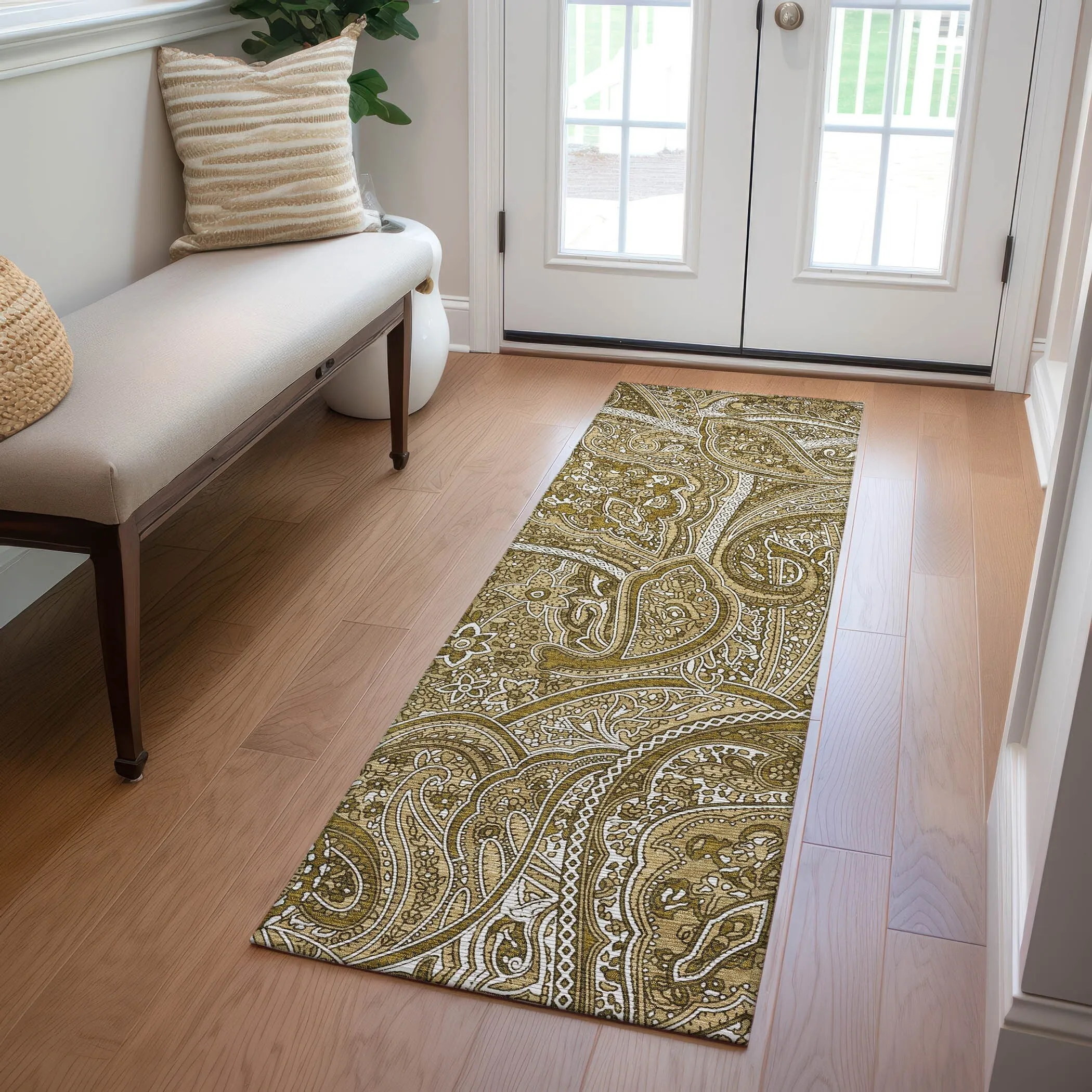 Machine Washable Indoor/ Outdoor Chantille Traditional Paisley Rug