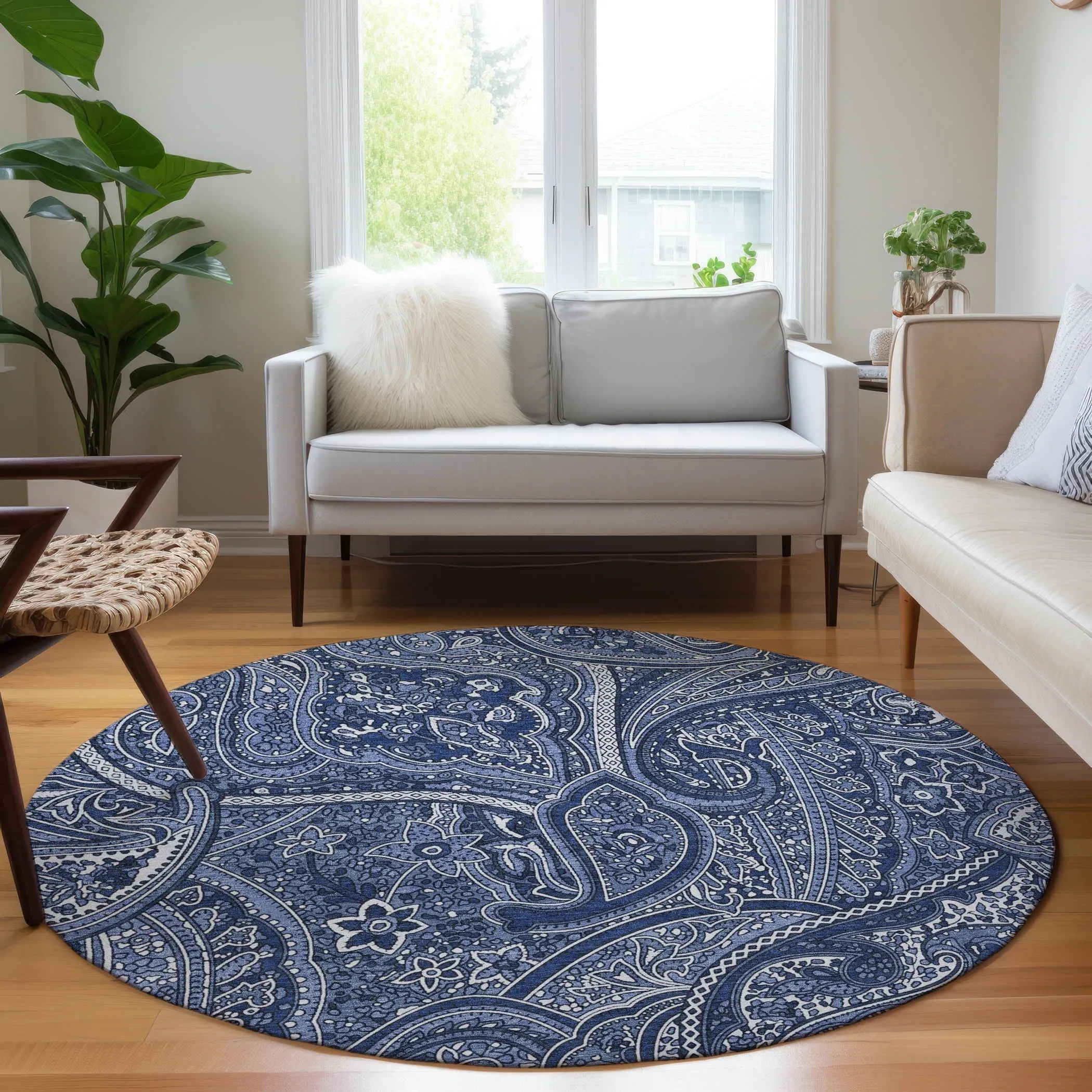 Machine Washable Indoor/ Outdoor Chantille Traditional Paisley Rug