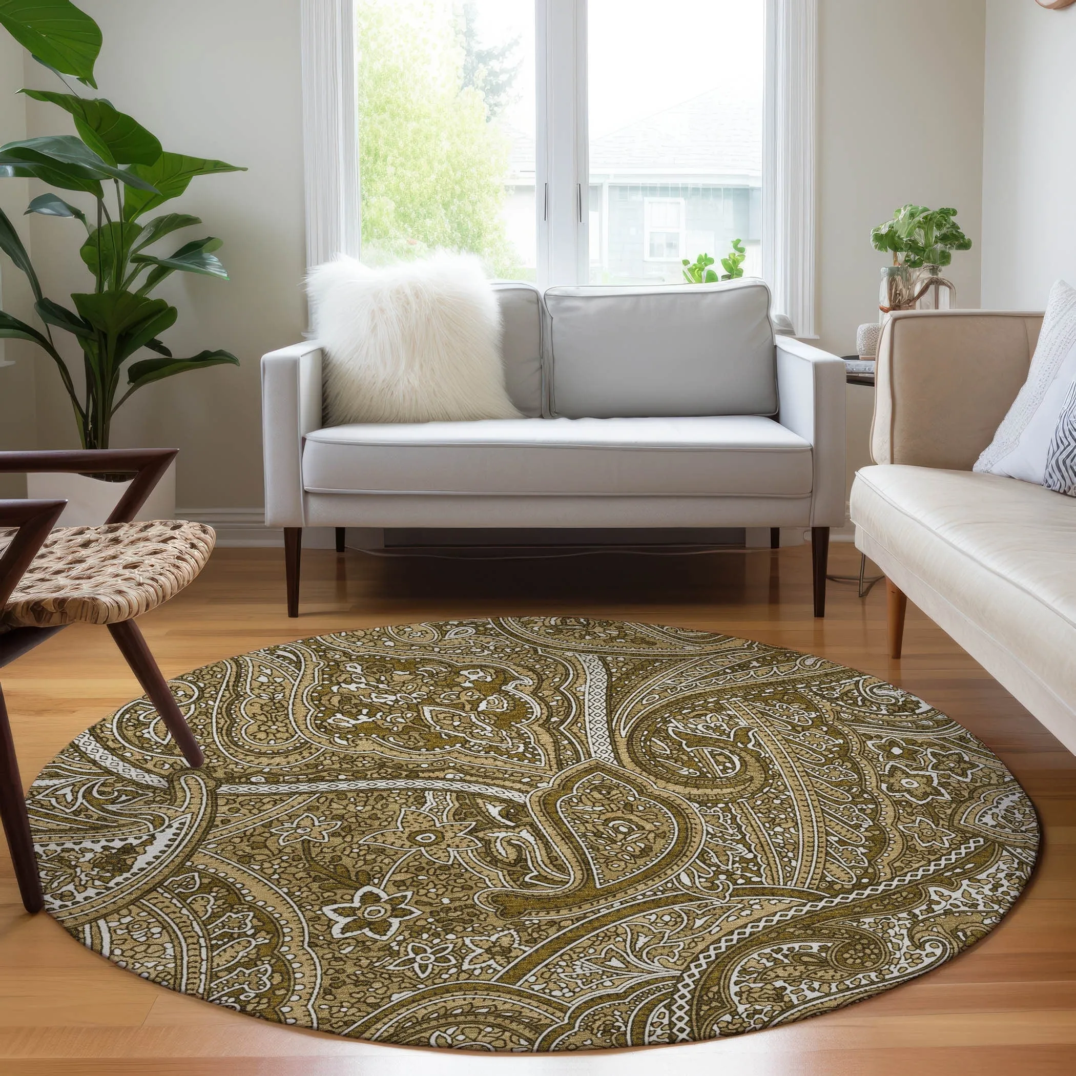 Machine Washable Indoor/ Outdoor Chantille Traditional Paisley Rug