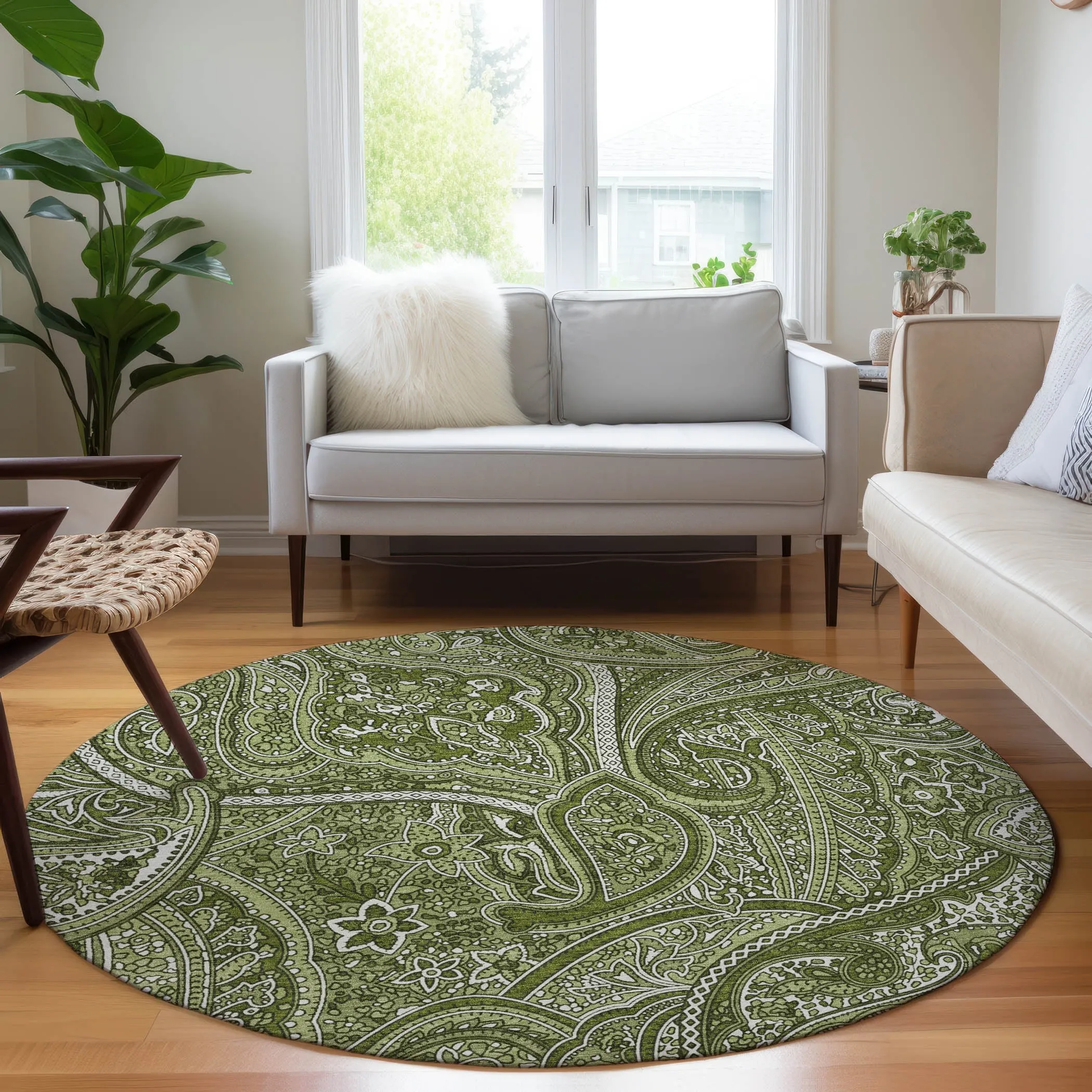 Machine Washable Indoor/ Outdoor Chantille Traditional Paisley Rug