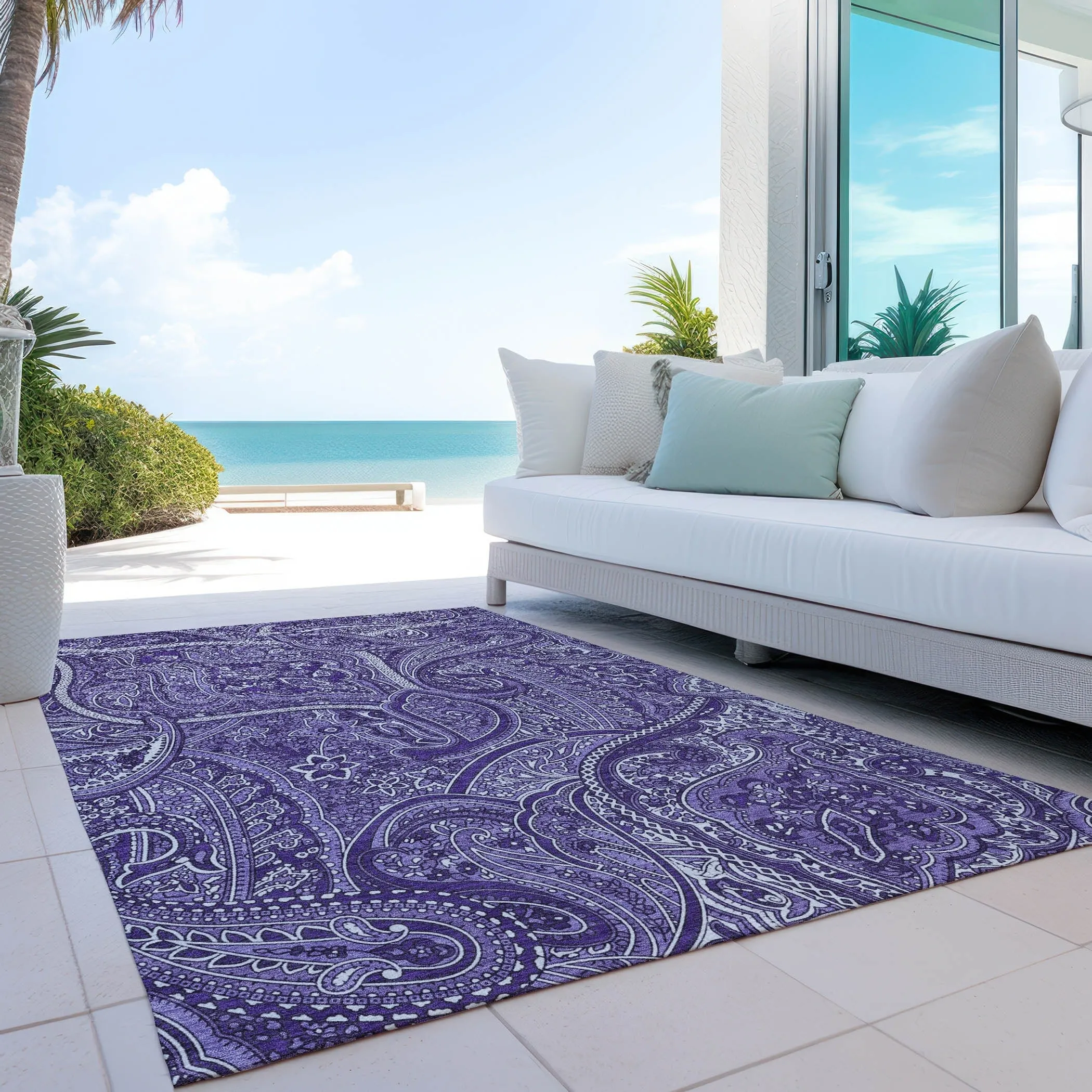 Machine Washable Indoor/ Outdoor Chantille Traditional Paisley Rug
