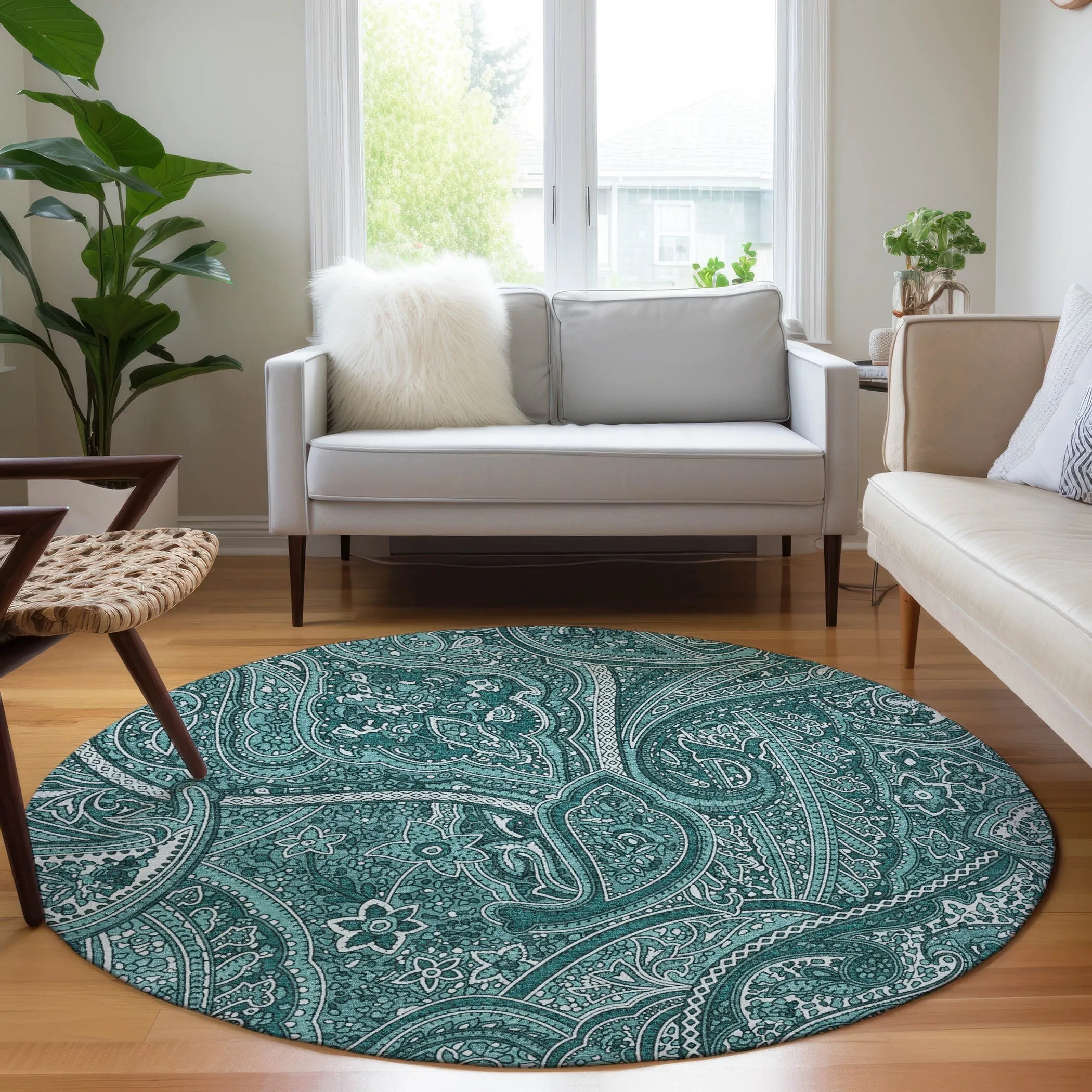 Machine Washable Indoor/ Outdoor Chantille Traditional Paisley Rug