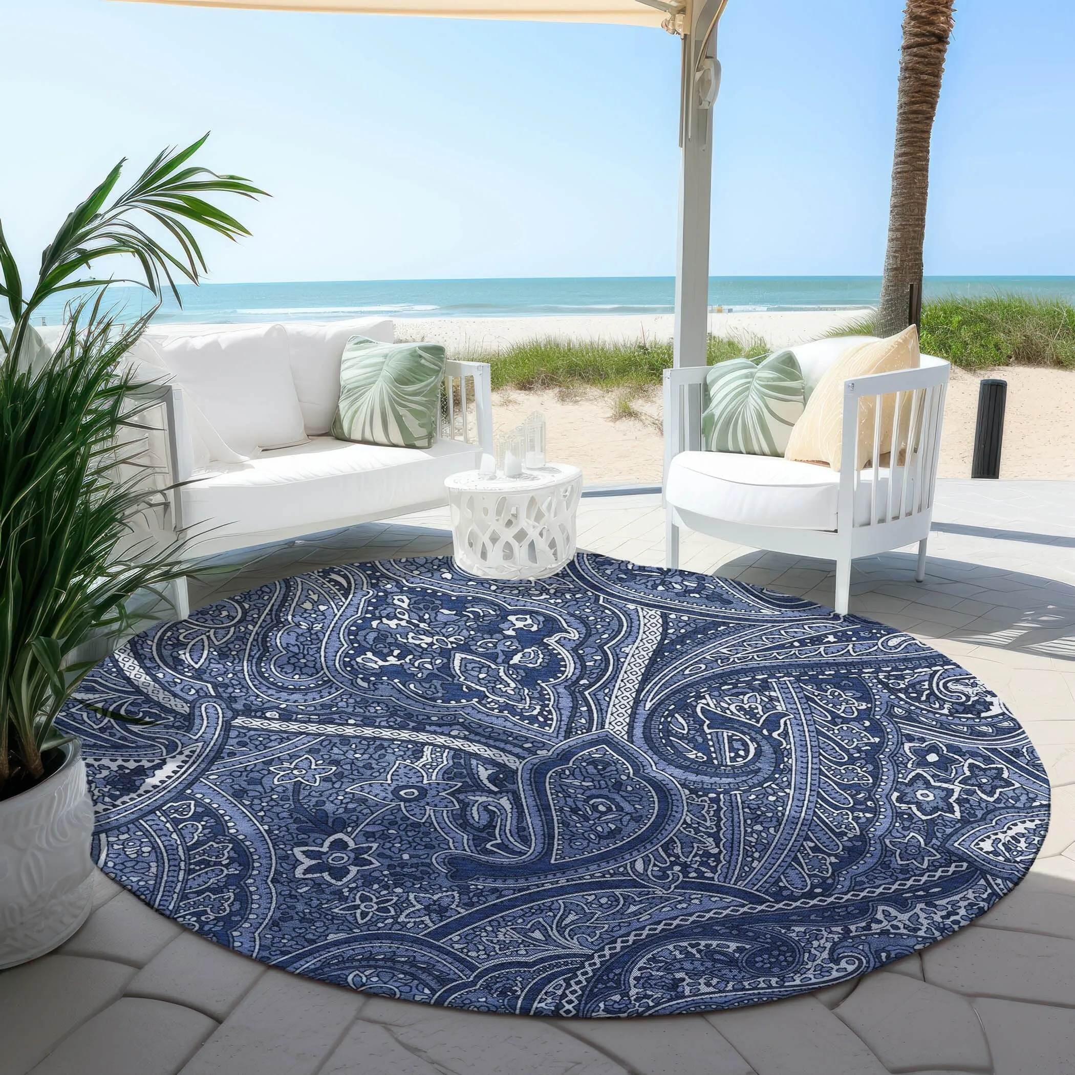 Machine Washable Indoor/ Outdoor Chantille Traditional Paisley Rug