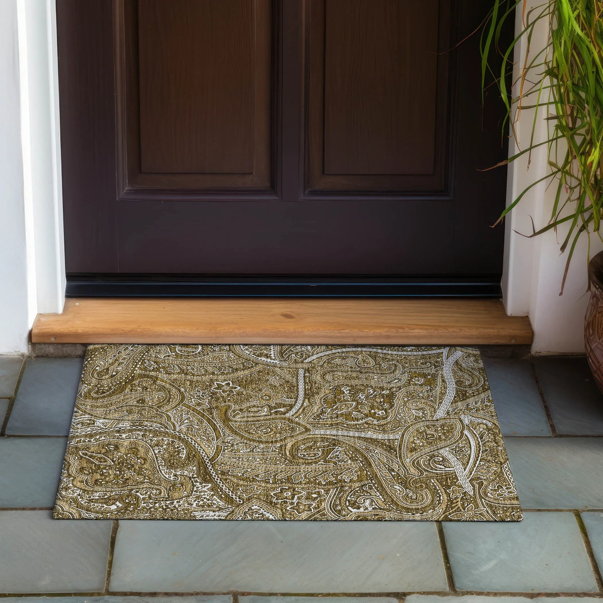 Machine Washable Indoor/ Outdoor Chantille Traditional Paisley Rug