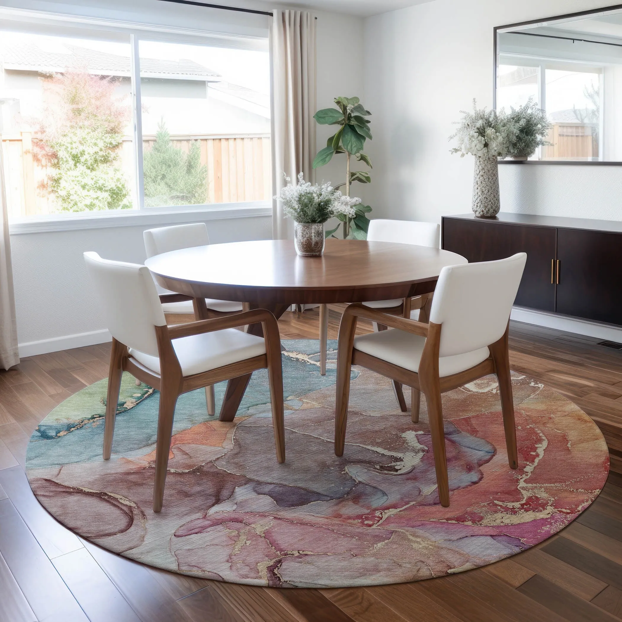 Machine Washable Indoor/ Outdoor Chantille Watercolor Rug