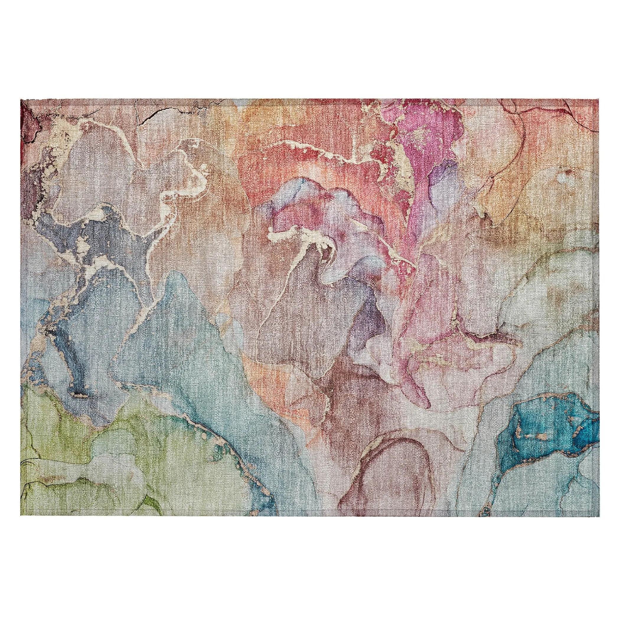 Machine Washable Indoor/ Outdoor Chantille Watercolor Rug