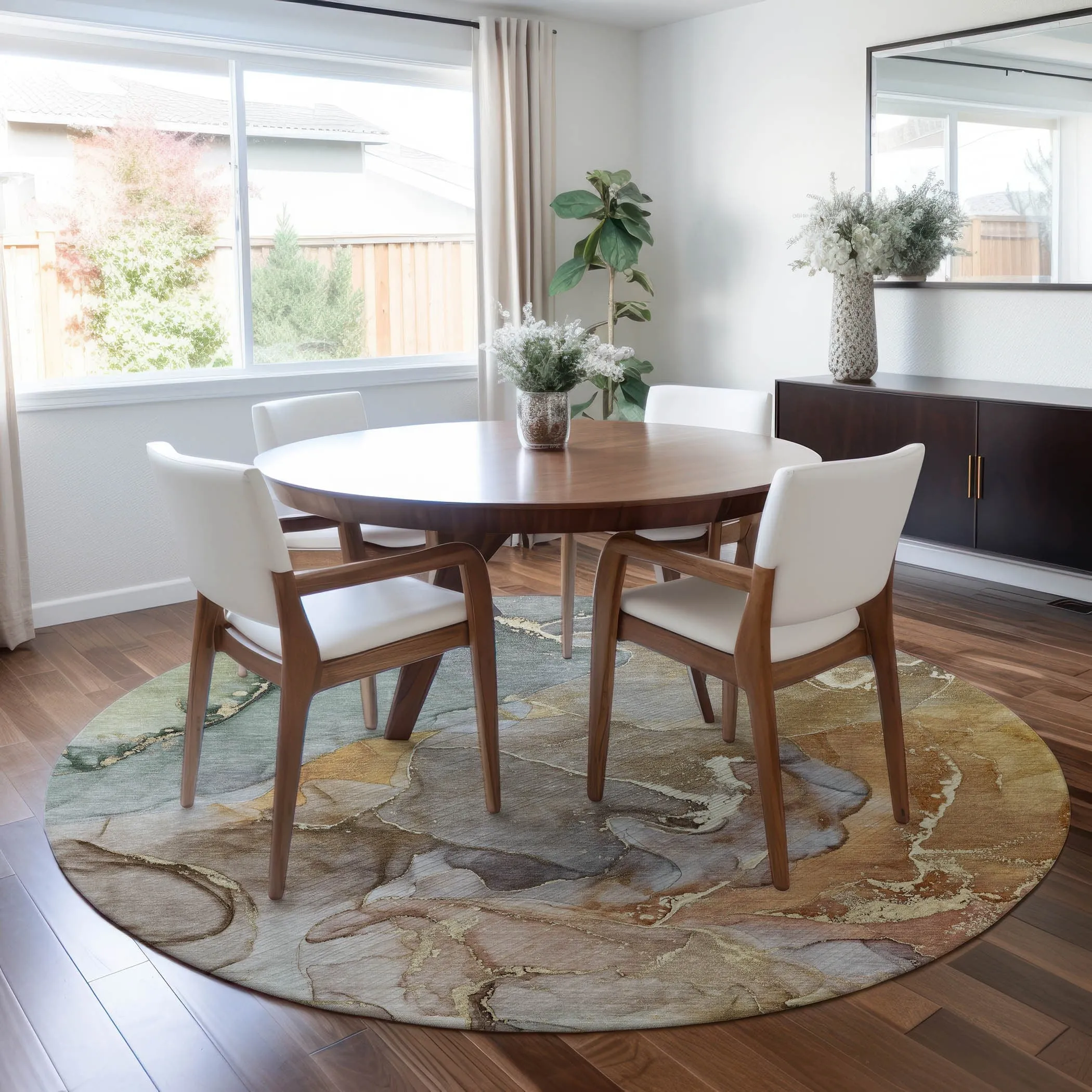 Machine Washable Indoor/ Outdoor Chantille Watercolor Rug