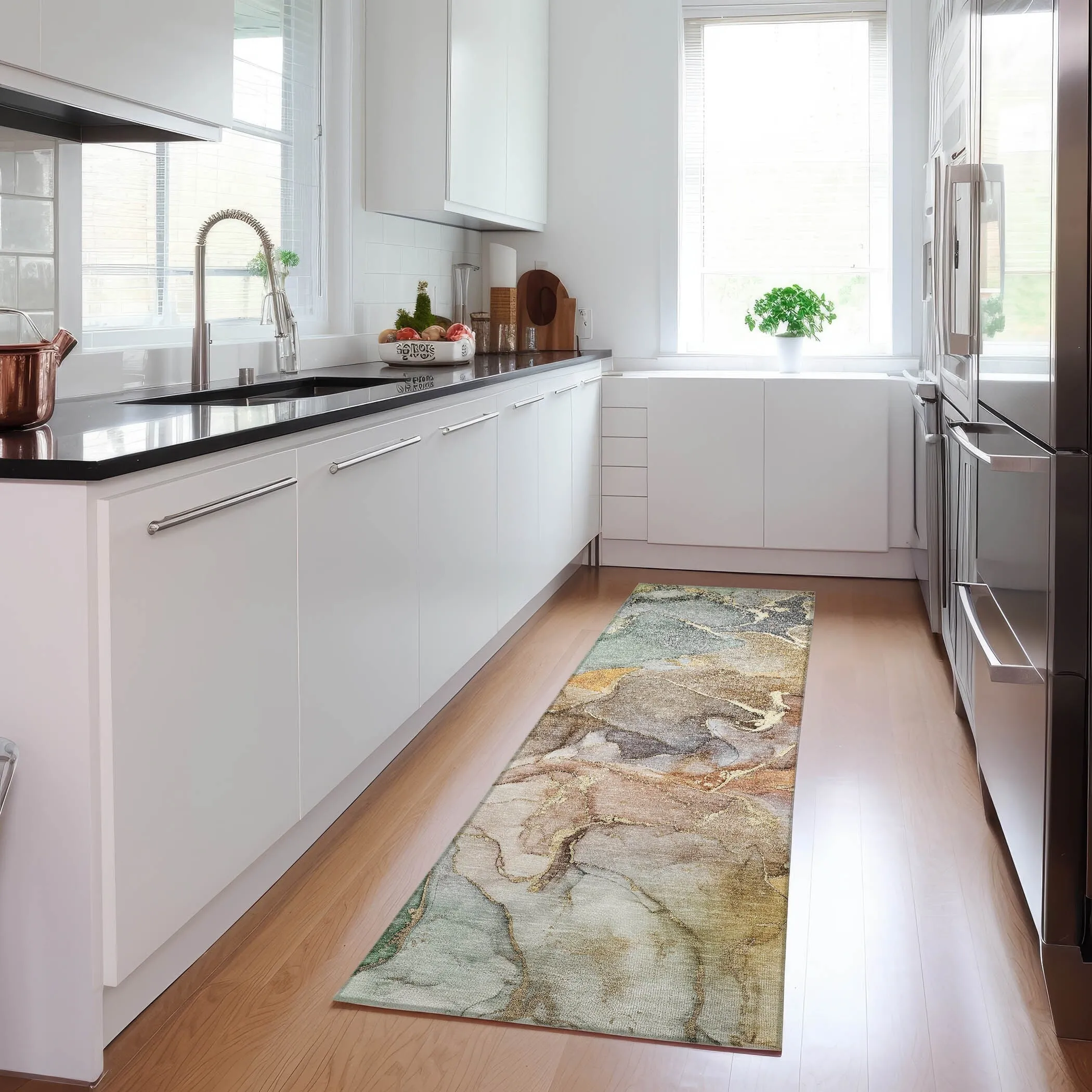 Machine Washable Indoor/ Outdoor Chantille Watercolor Rug