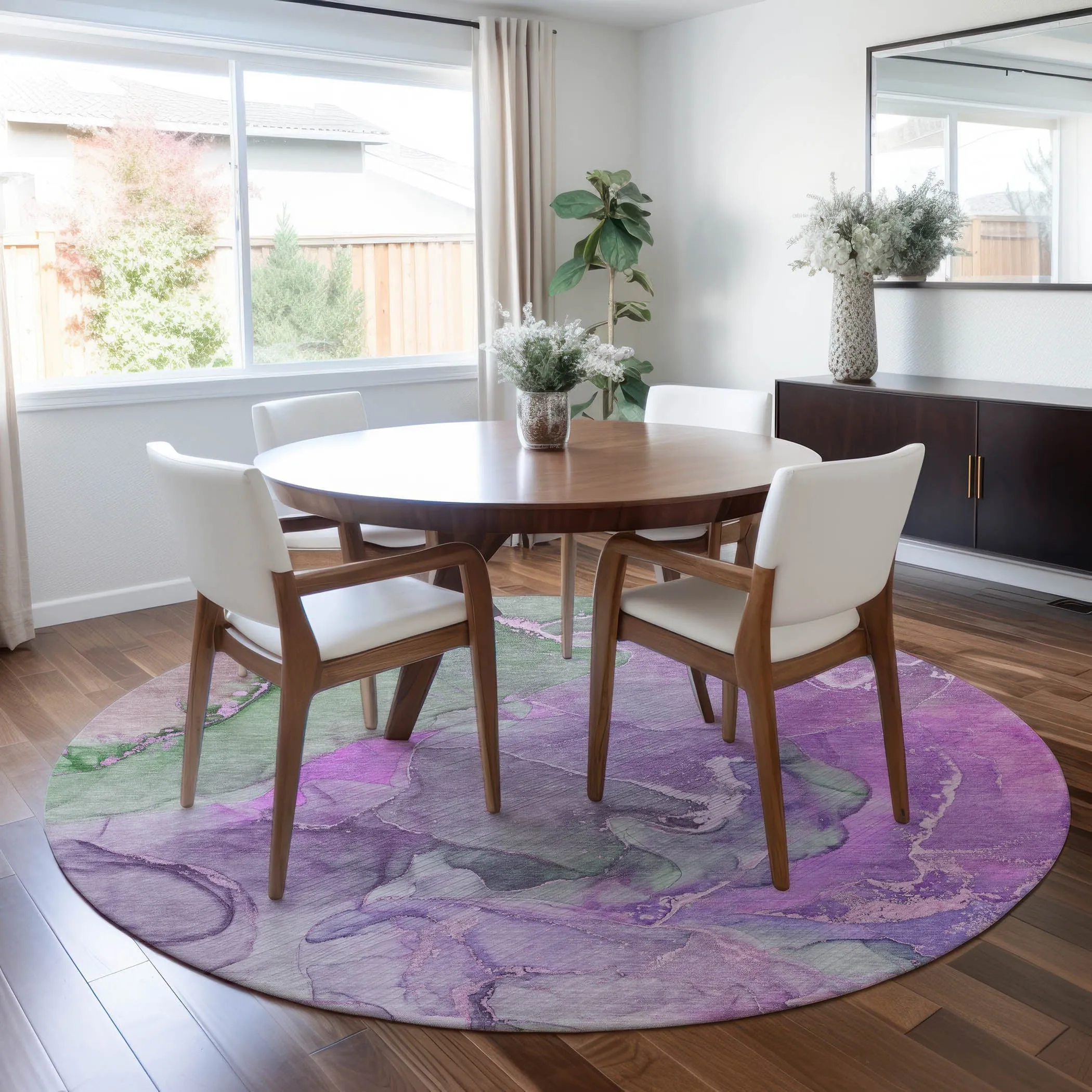 Machine Washable Indoor/ Outdoor Chantille Watercolor Rug