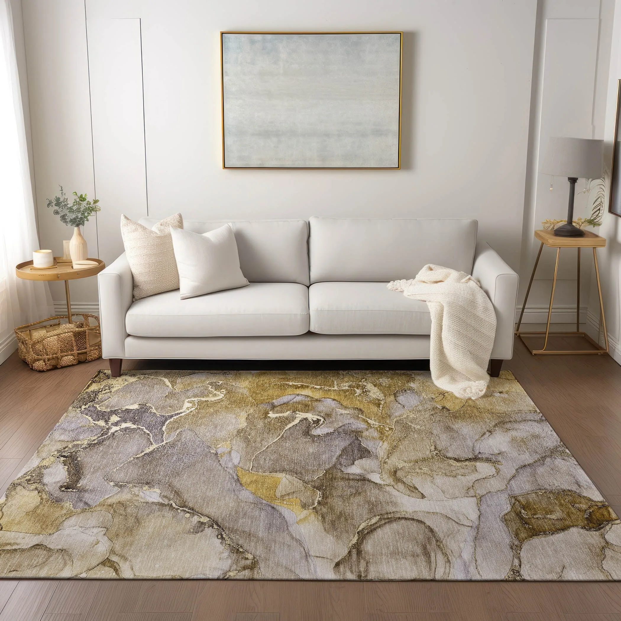 Machine Washable Indoor/ Outdoor Chantille Watercolor Rug