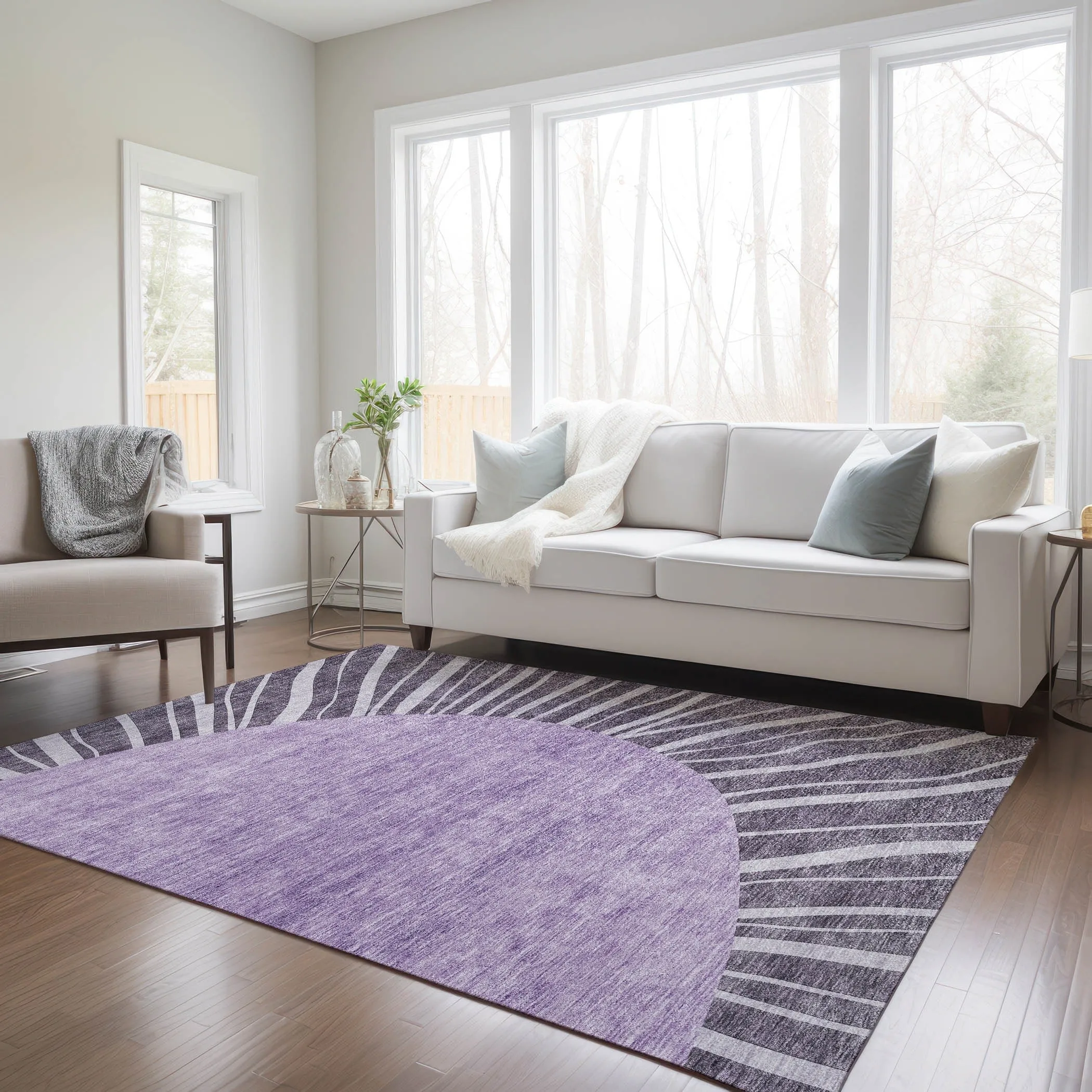 Machine Washable Indoor/ Outdoor ChantilleSunburst Modern Rug