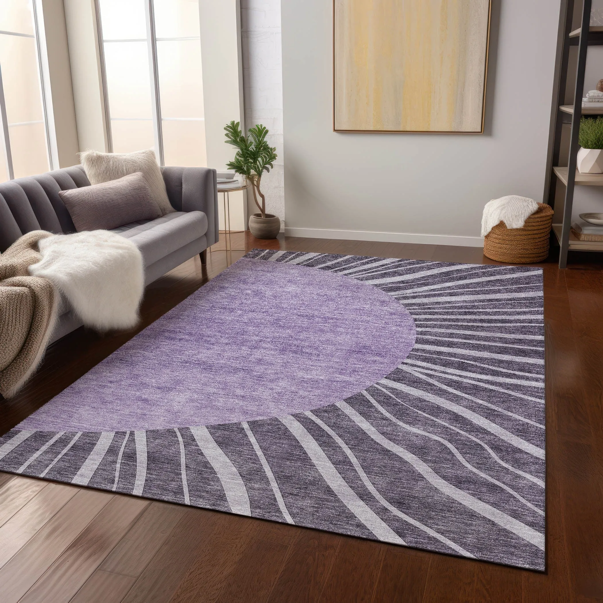 Machine Washable Indoor/ Outdoor ChantilleSunburst Modern Rug