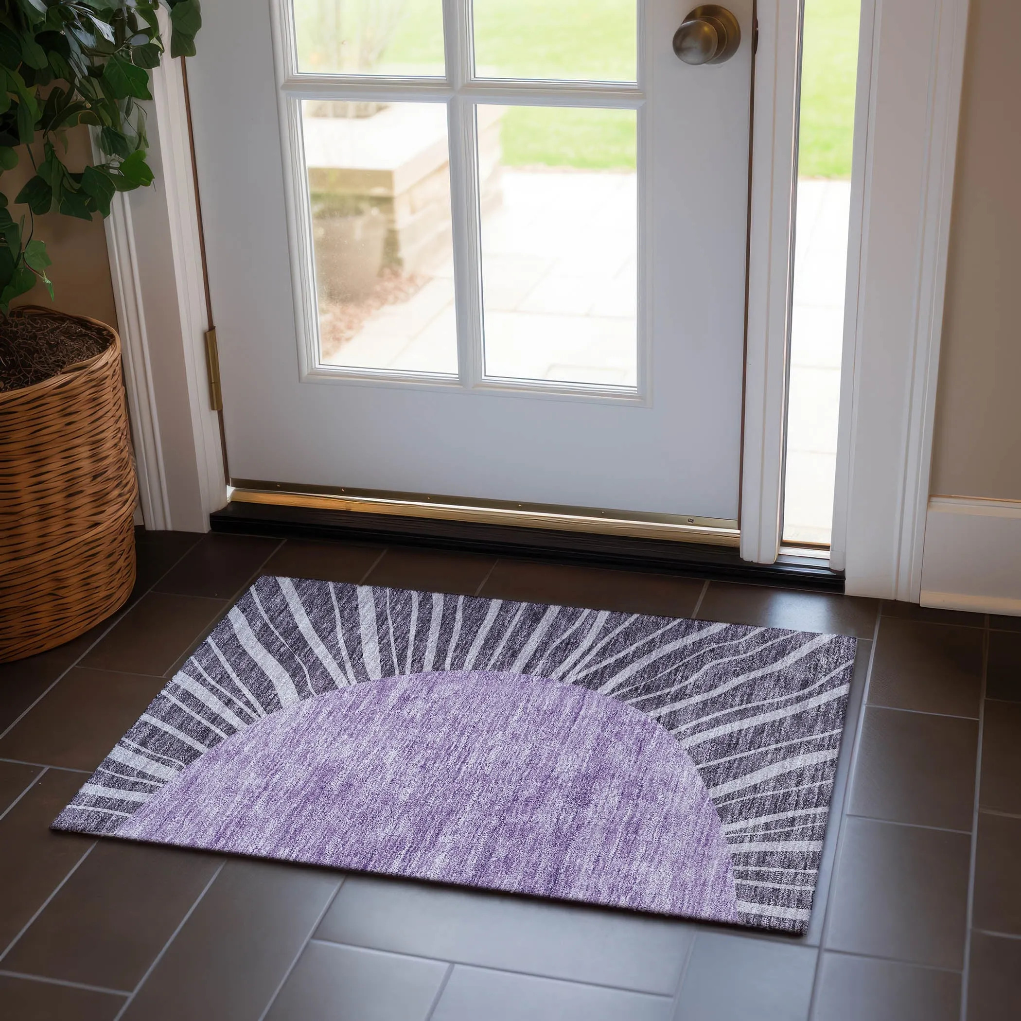 Machine Washable Indoor/ Outdoor ChantilleSunburst Modern Rug