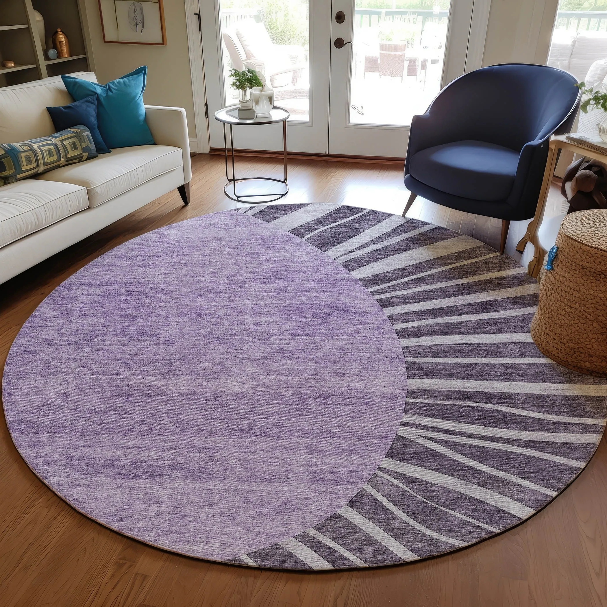 Machine Washable Indoor/ Outdoor ChantilleSunburst Modern Rug