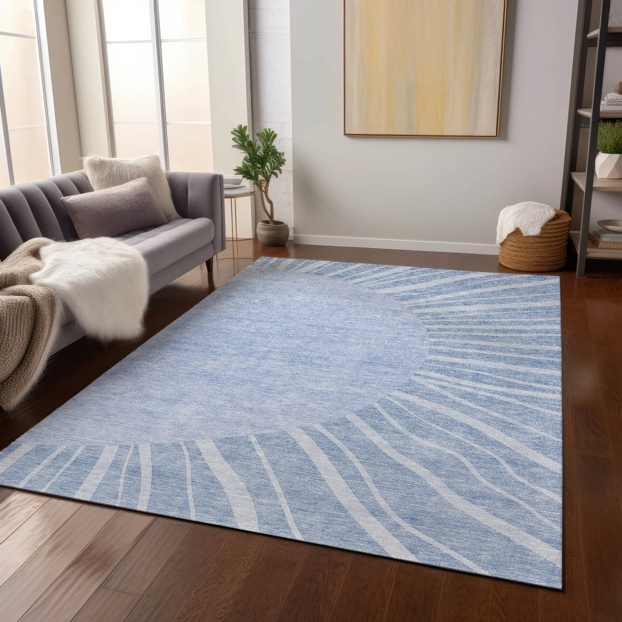 Machine Washable Indoor/ Outdoor ChantilleSunburst Modern Rug