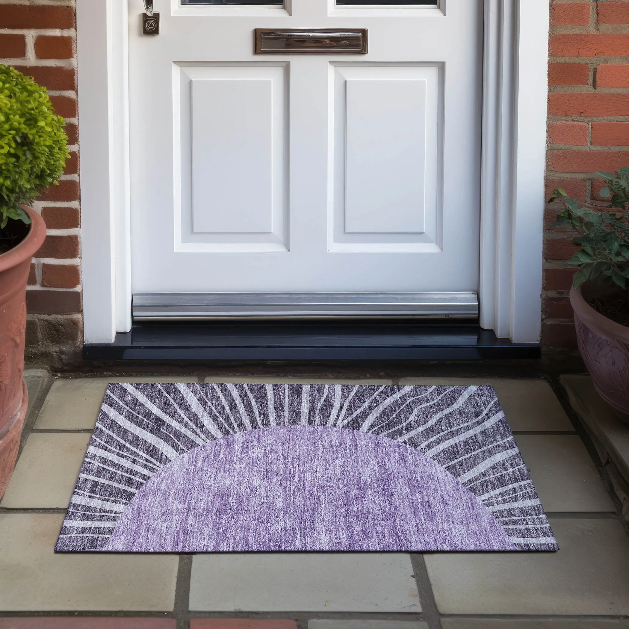 Machine Washable Indoor/ Outdoor ChantilleSunburst Modern Rug