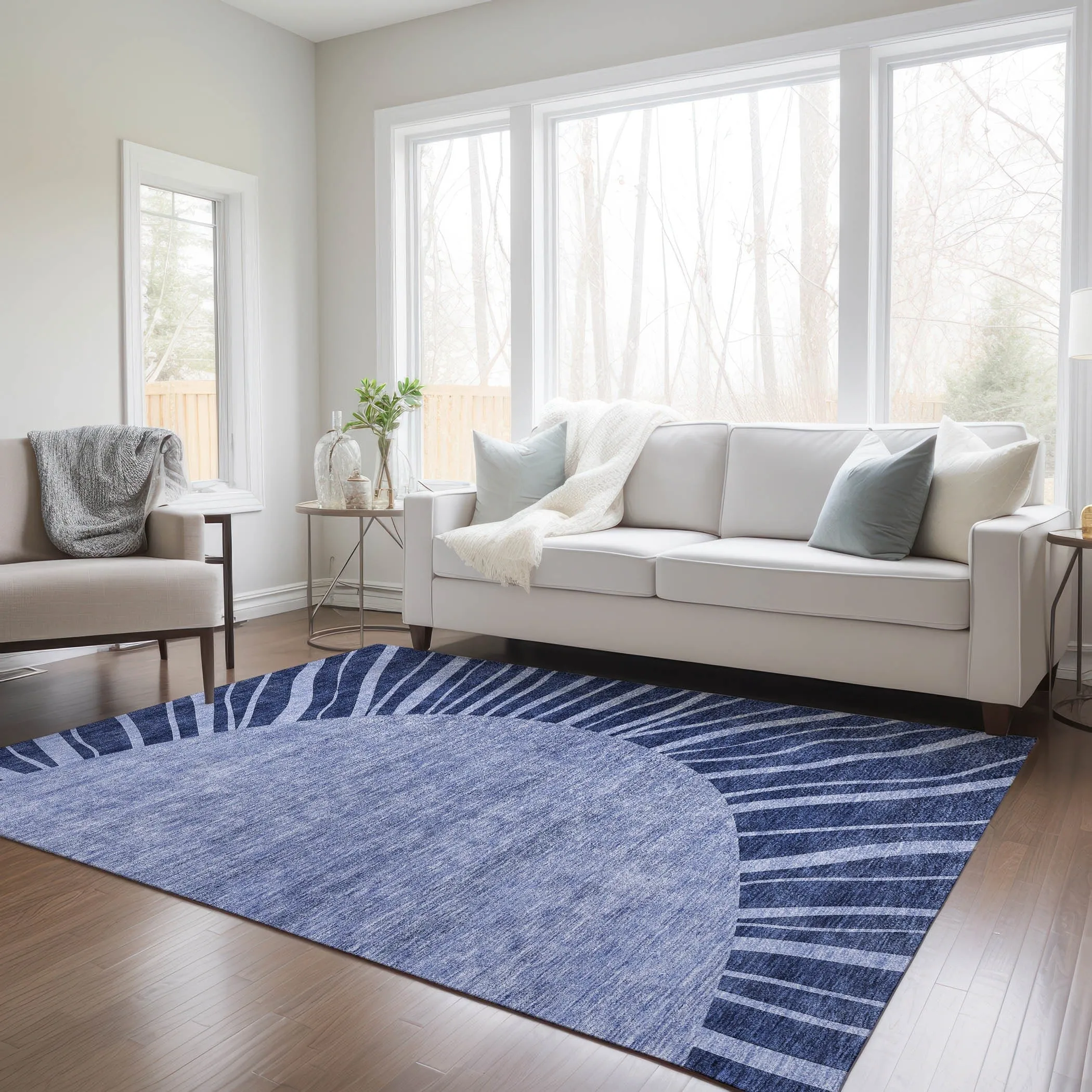Machine Washable Indoor/ Outdoor ChantilleSunburst Modern Rug