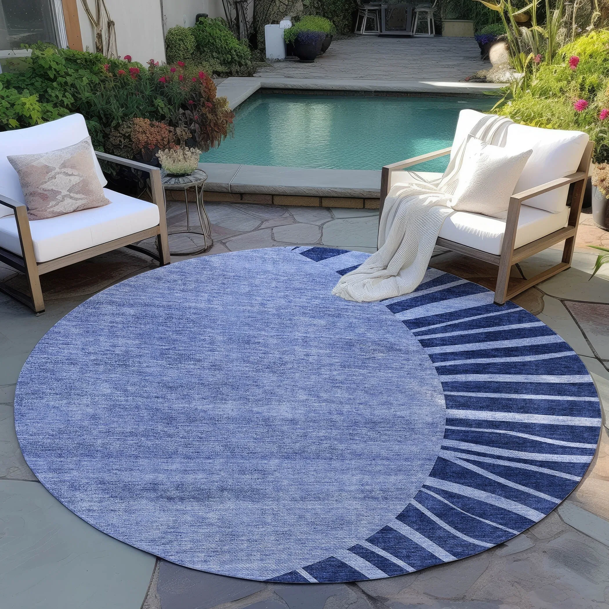 Machine Washable Indoor/ Outdoor ChantilleSunburst Modern Rug