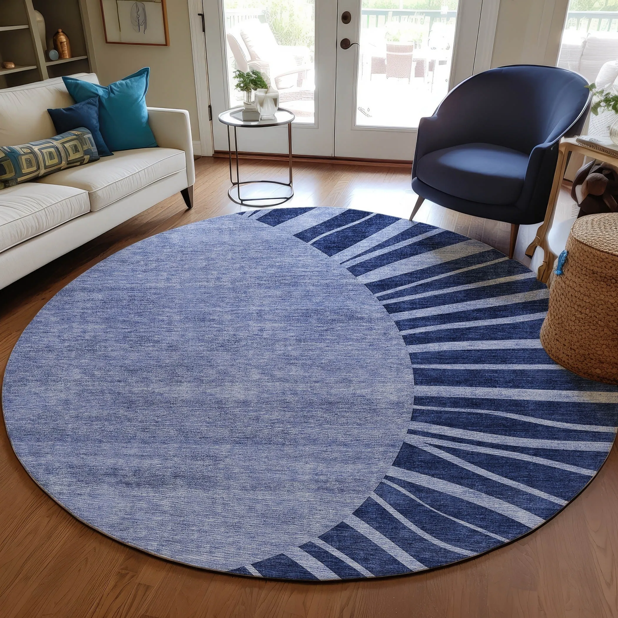 Machine Washable Indoor/ Outdoor ChantilleSunburst Modern Rug