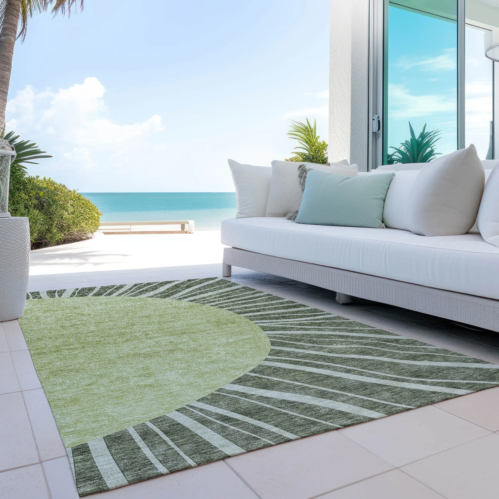 Machine Washable Indoor/ Outdoor ChantilleSunburst Modern Rug