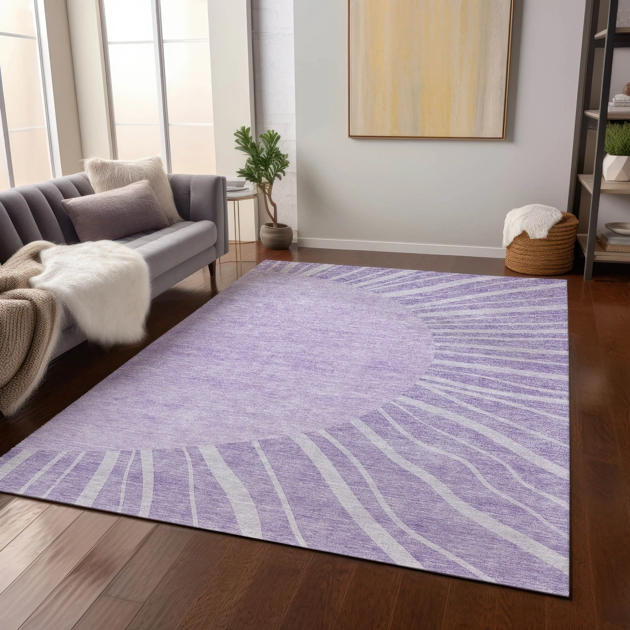 Machine Washable Indoor/ Outdoor ChantilleSunburst Modern Rug