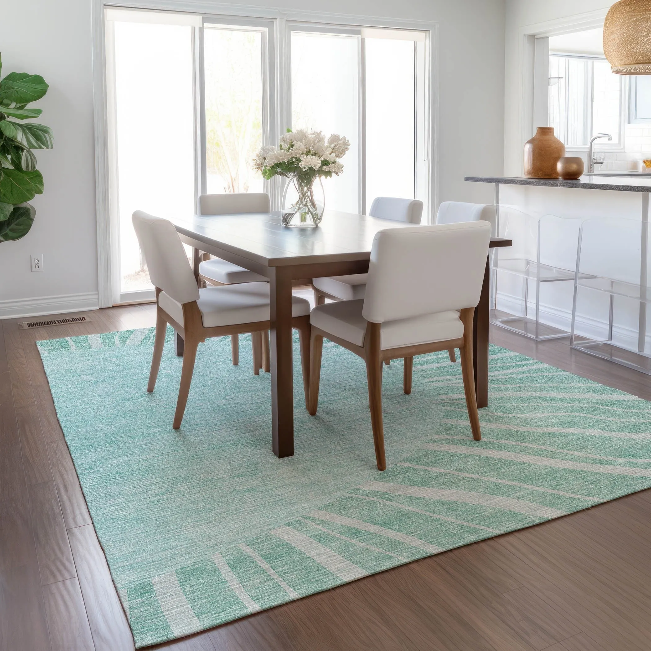 Machine Washable Indoor/ Outdoor ChantilleSunburst Modern Rug