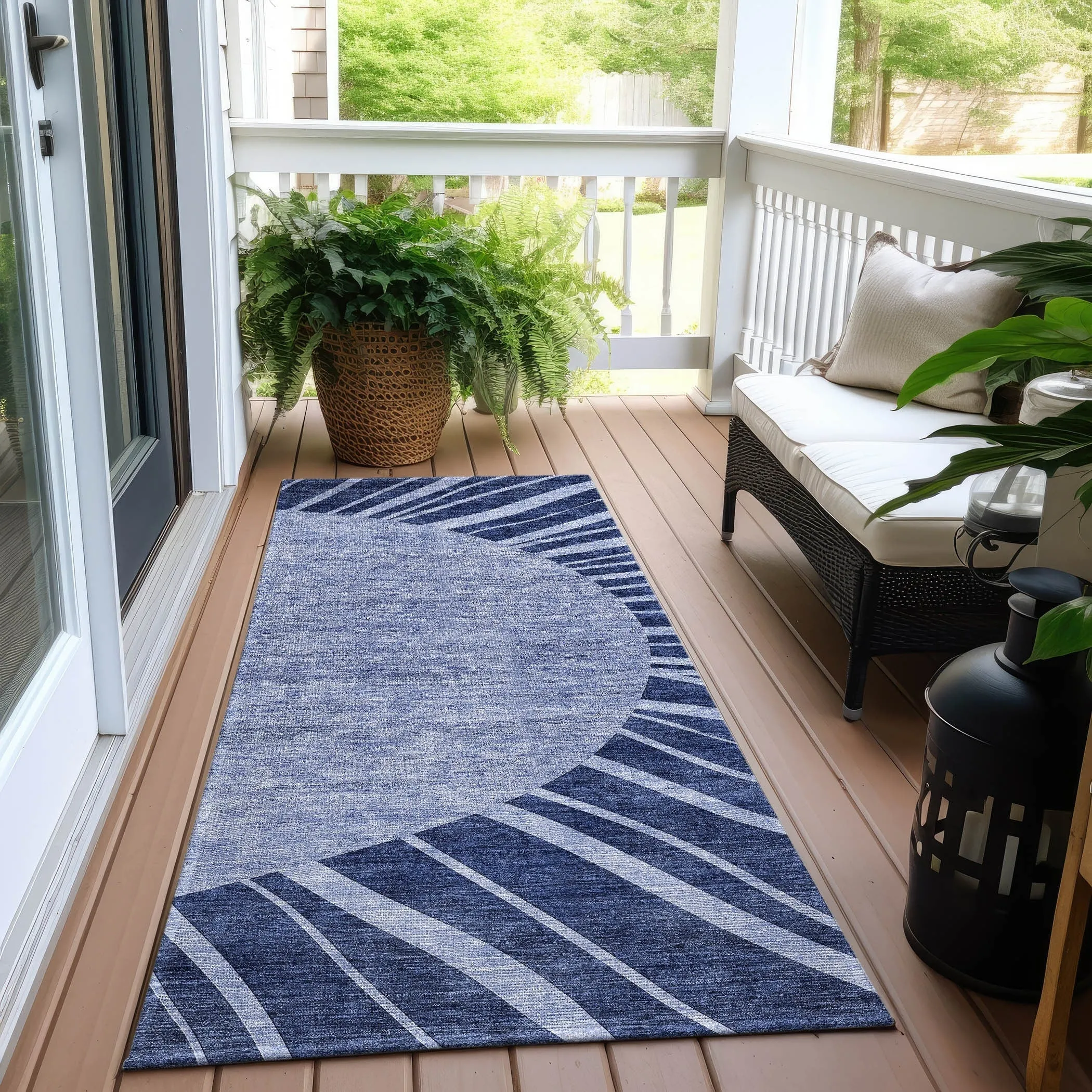 Machine Washable Indoor/ Outdoor ChantilleSunburst Modern Rug