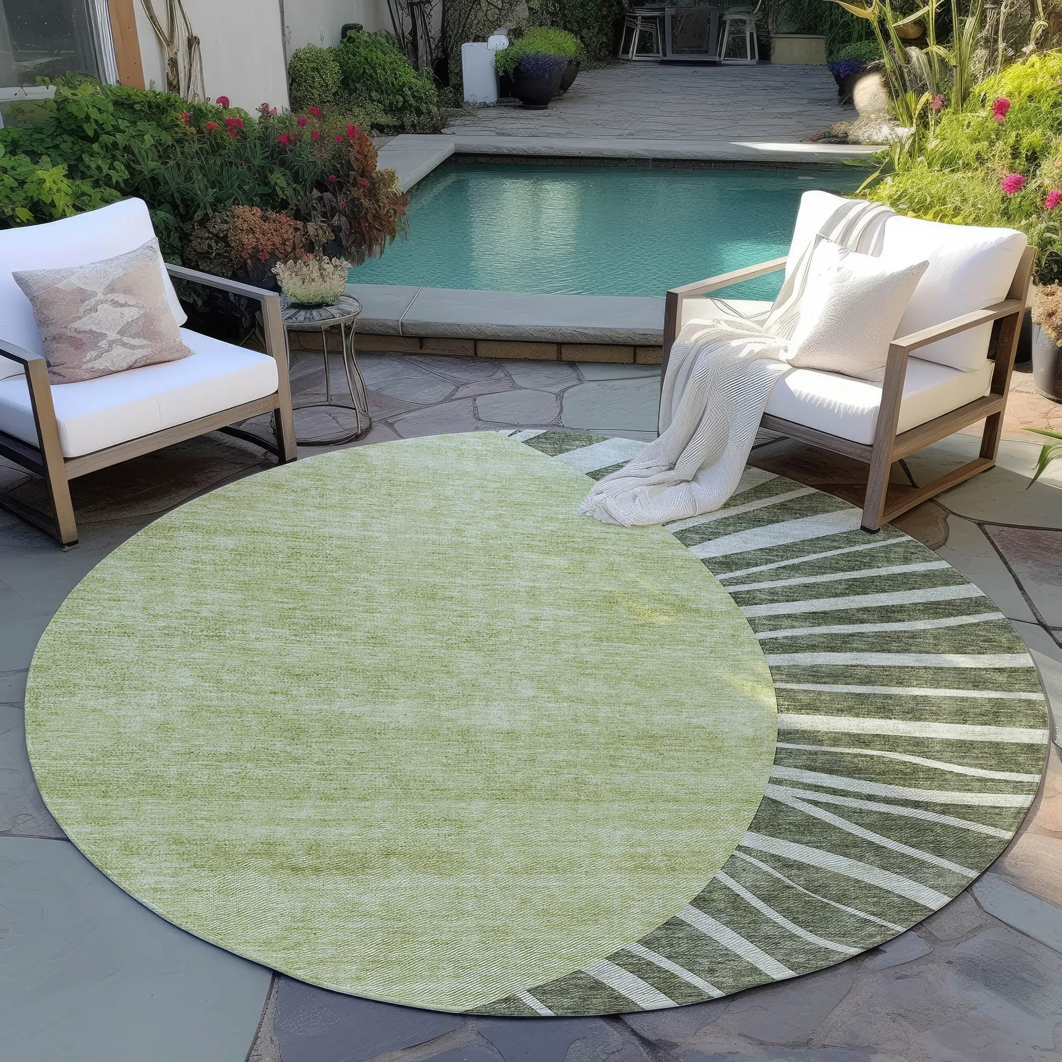 Machine Washable Indoor/ Outdoor ChantilleSunburst Modern Rug