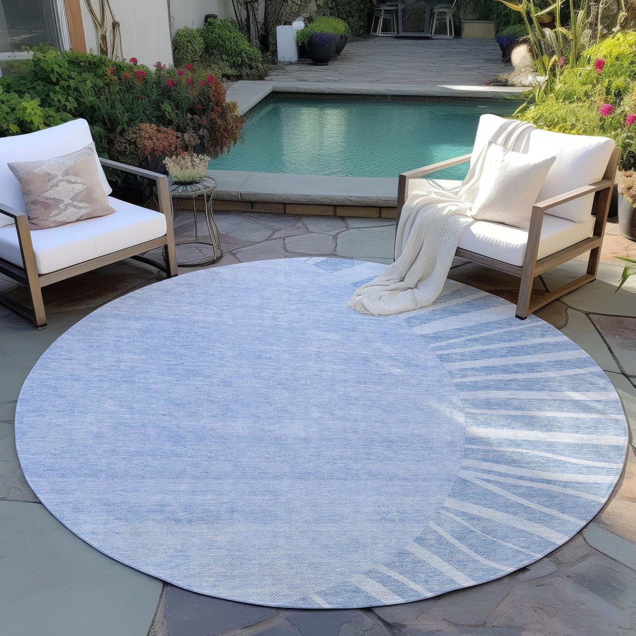 Machine Washable Indoor/ Outdoor ChantilleSunburst Modern Rug