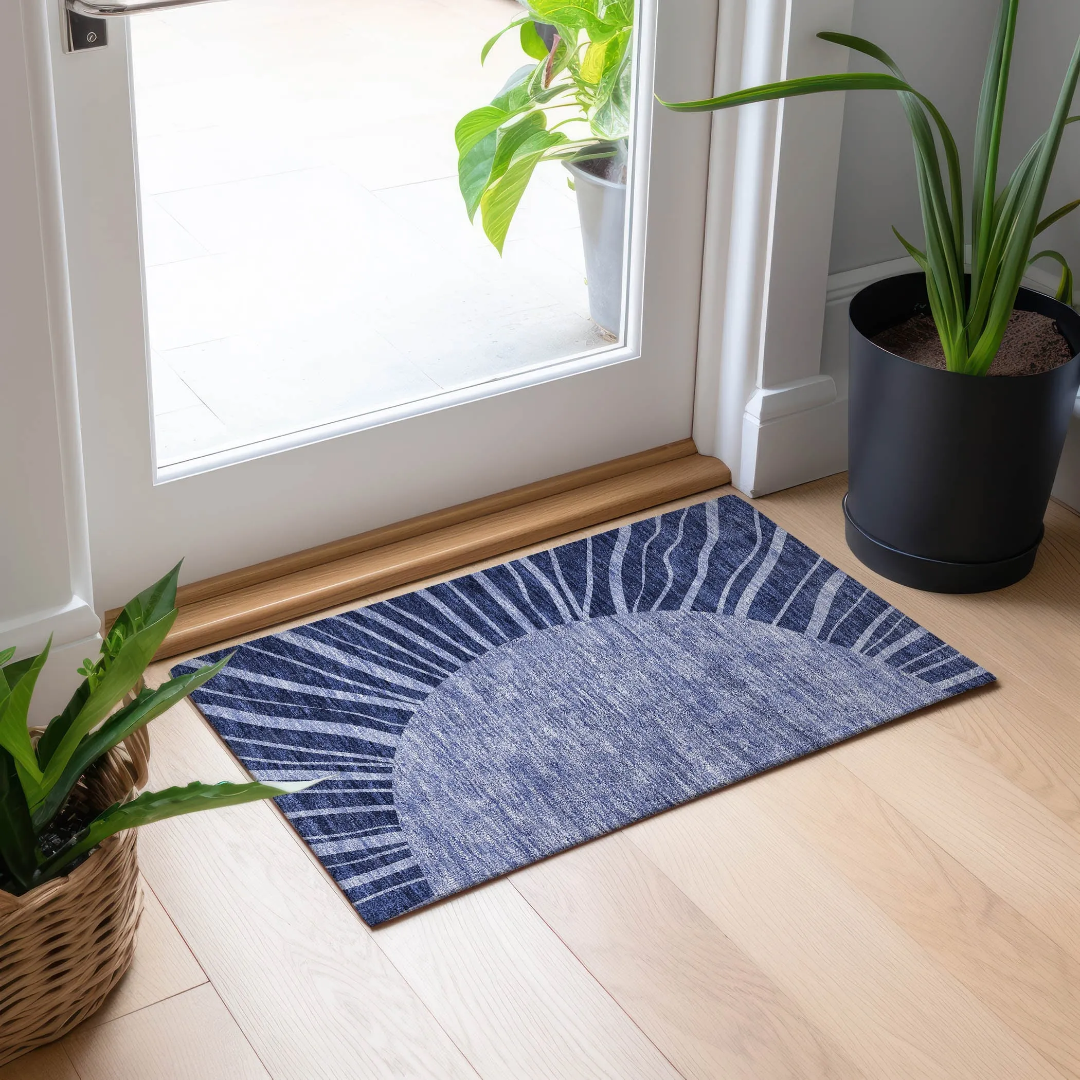 Machine Washable Indoor/ Outdoor ChantilleSunburst Modern Rug