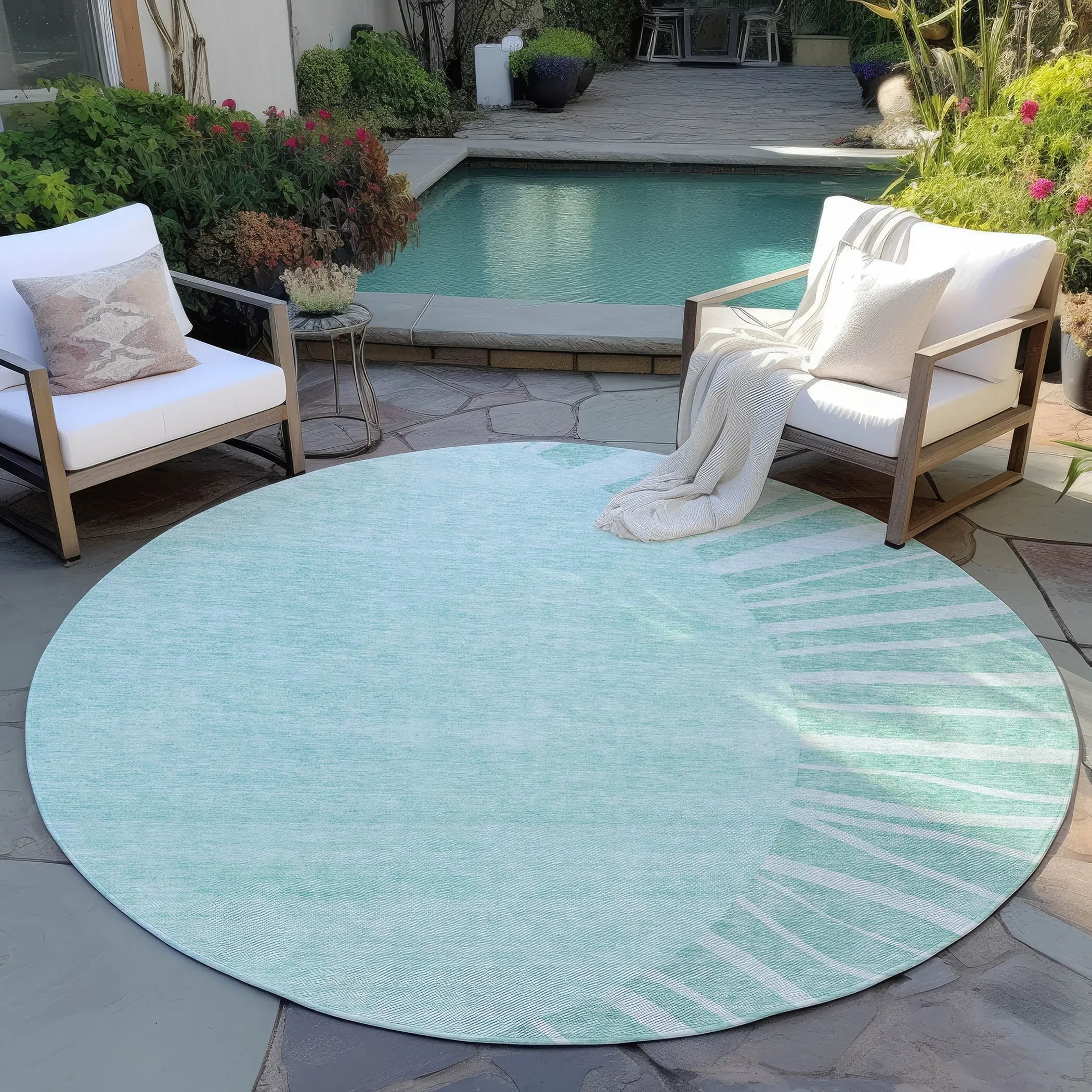 Machine Washable Indoor/ Outdoor ChantilleSunburst Modern Rug