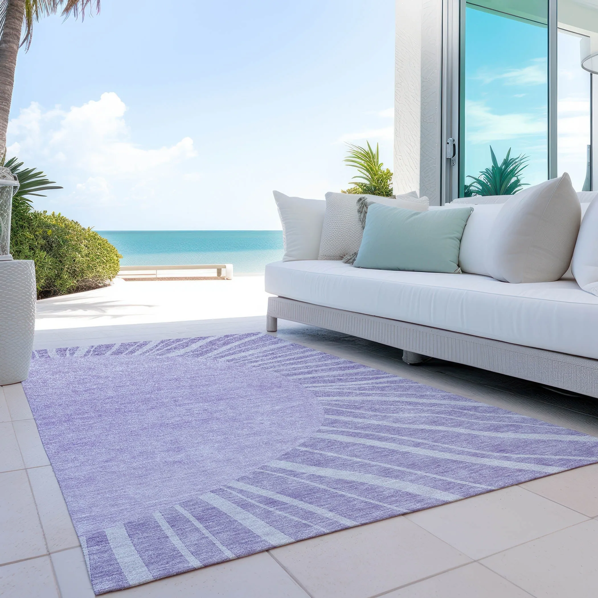 Machine Washable Indoor/ Outdoor ChantilleSunburst Modern Rug