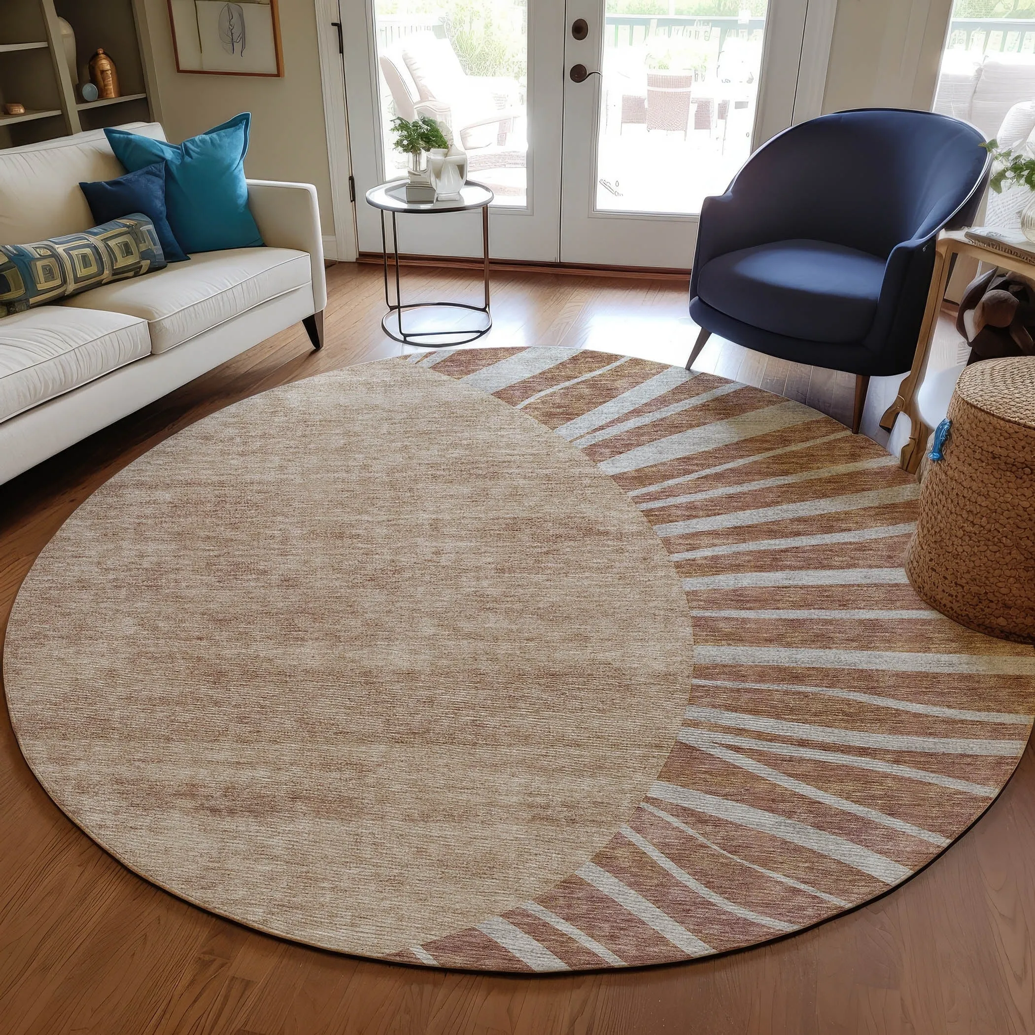 Machine Washable Indoor/ Outdoor ChantilleSunburst Modern Rug