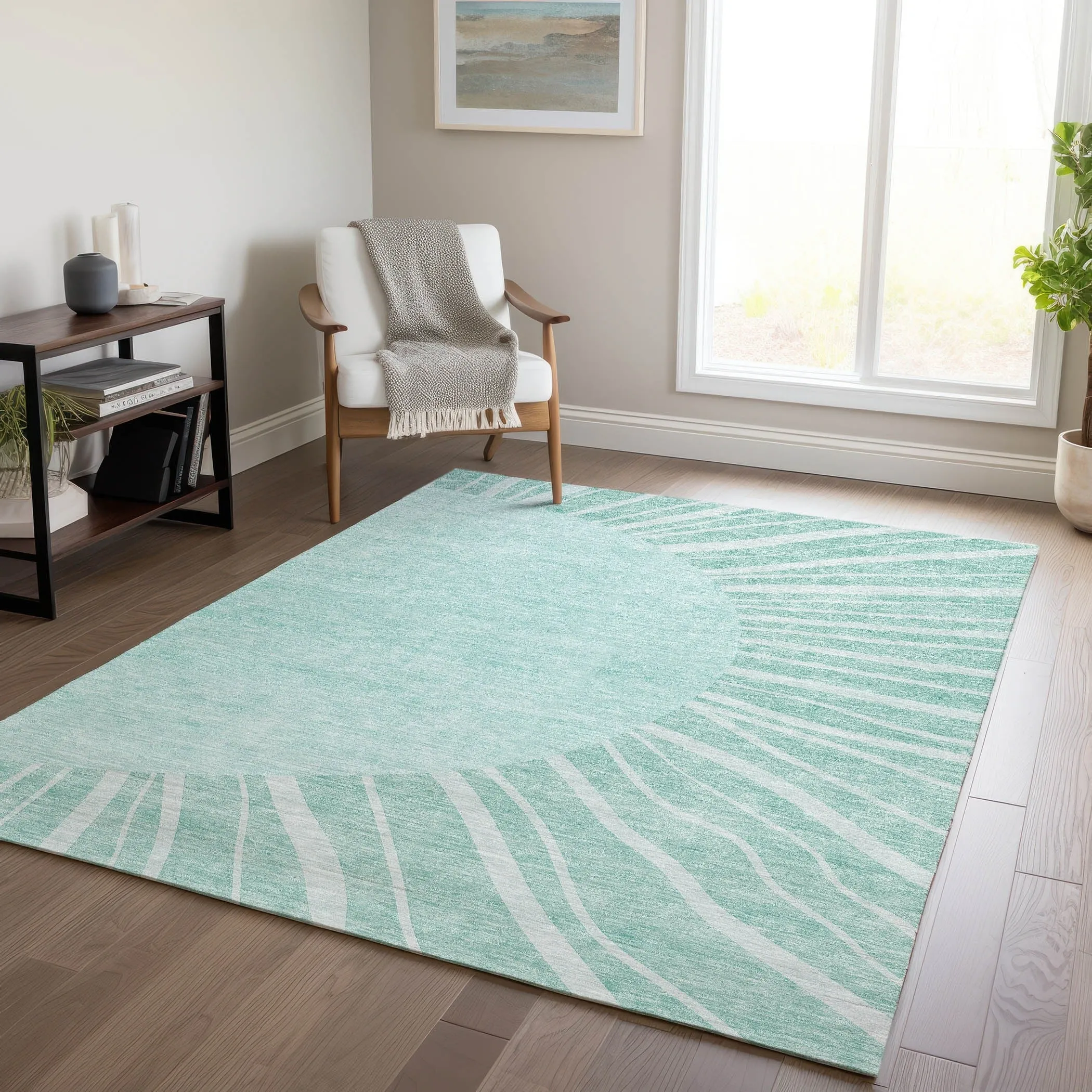 Machine Washable Indoor/ Outdoor ChantilleSunburst Modern Rug