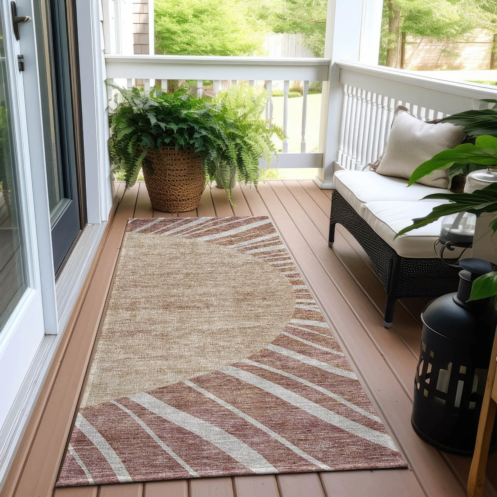 Machine Washable Indoor/ Outdoor ChantilleSunburst Modern Rug