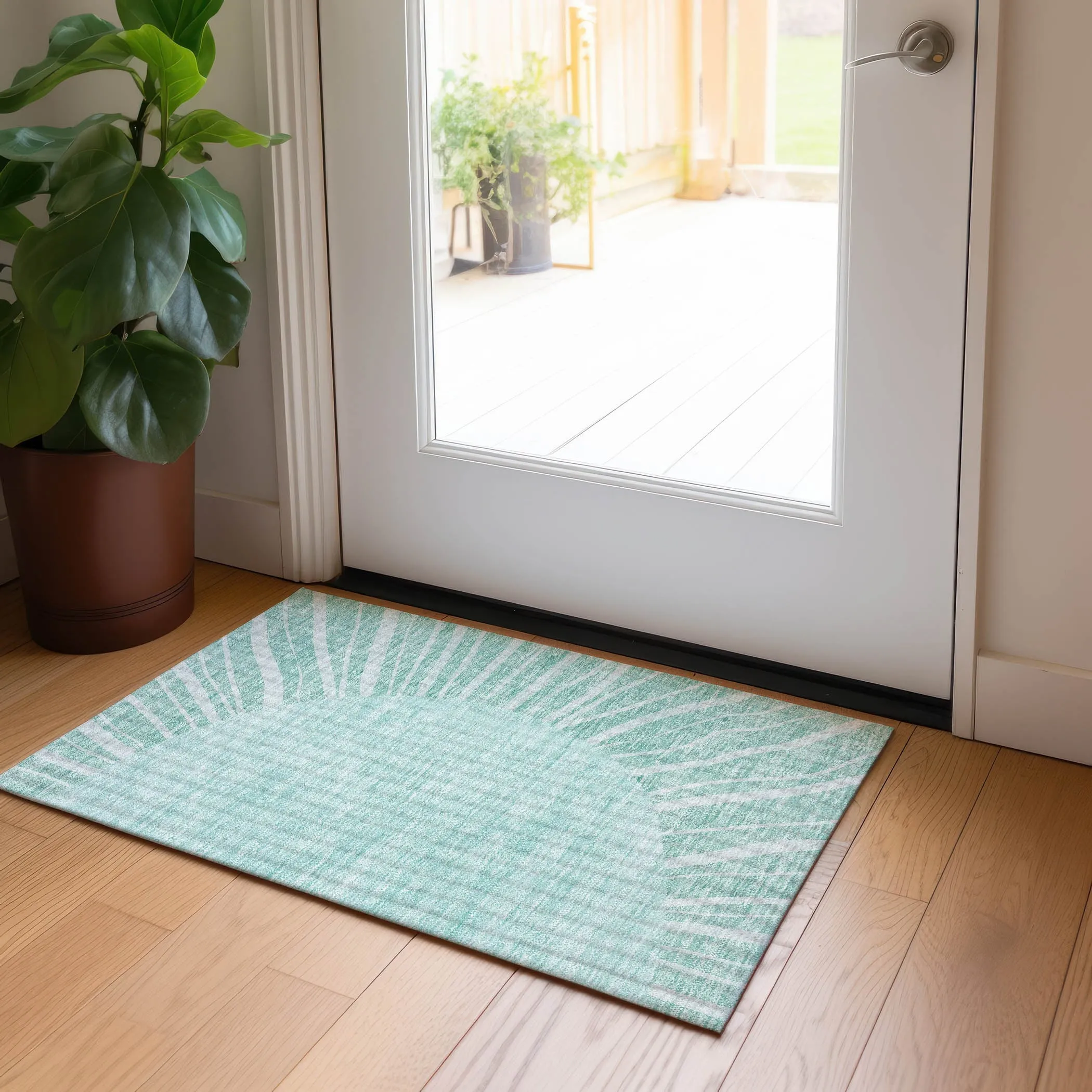 Machine Washable Indoor/ Outdoor ChantilleSunburst Modern Rug