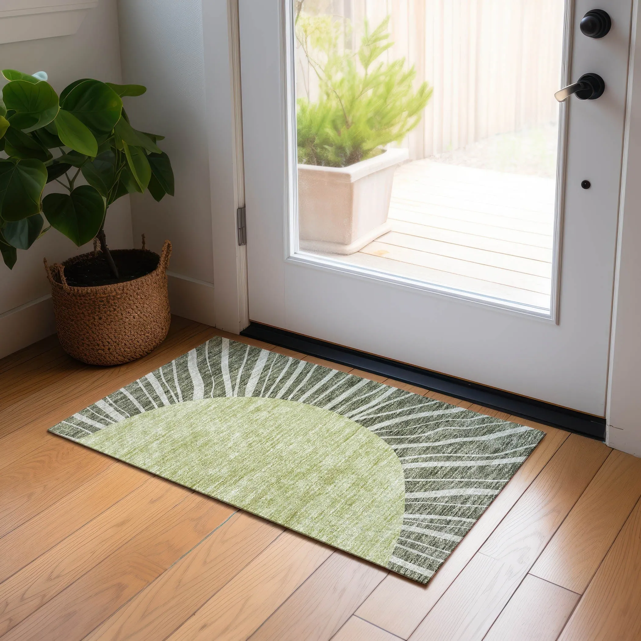 Machine Washable Indoor/ Outdoor ChantilleSunburst Modern Rug