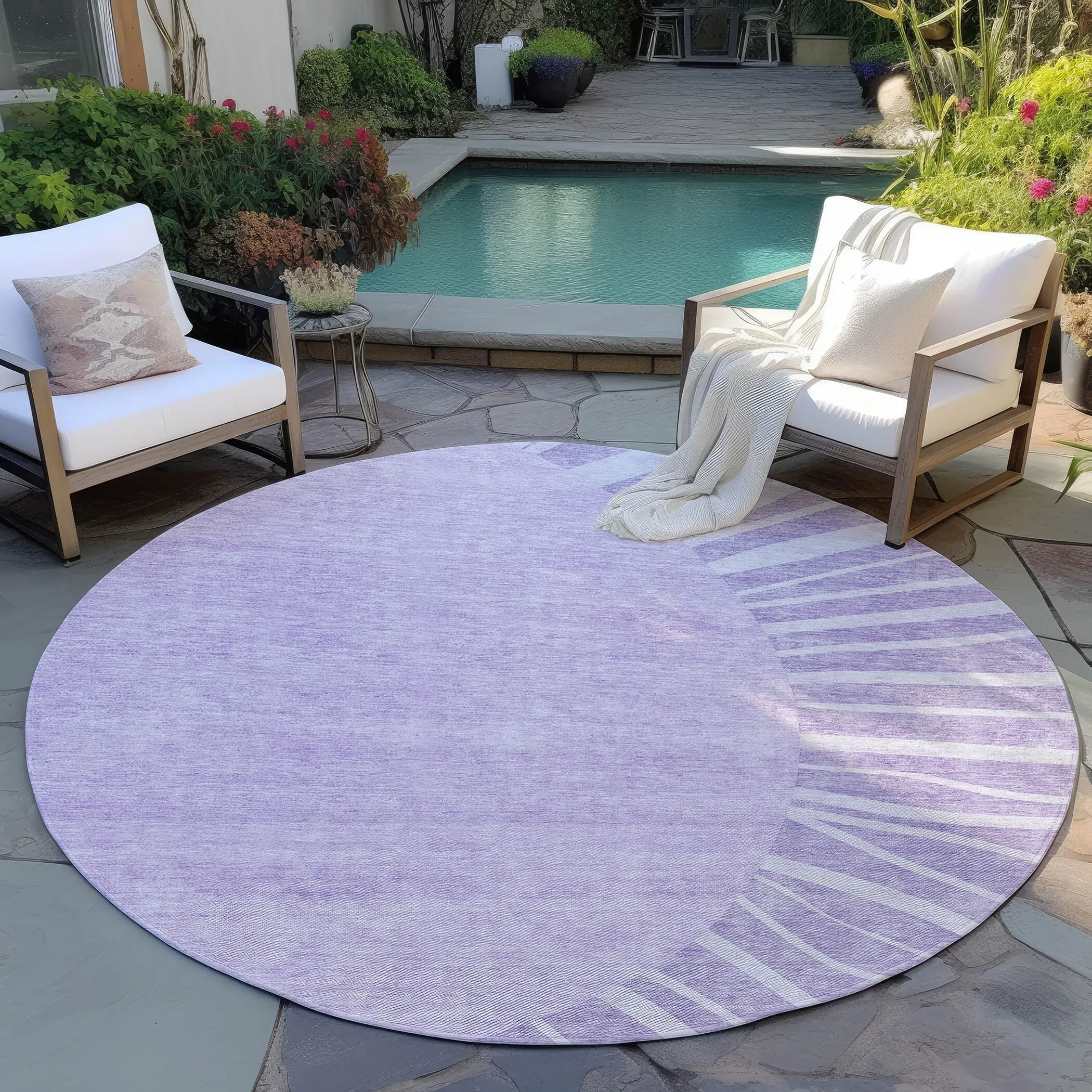 Machine Washable Indoor/ Outdoor ChantilleSunburst Modern Rug