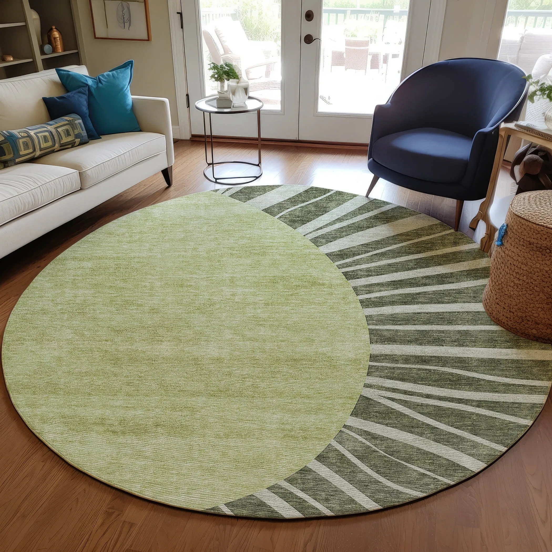 Machine Washable Indoor/ Outdoor ChantilleSunburst Modern Rug