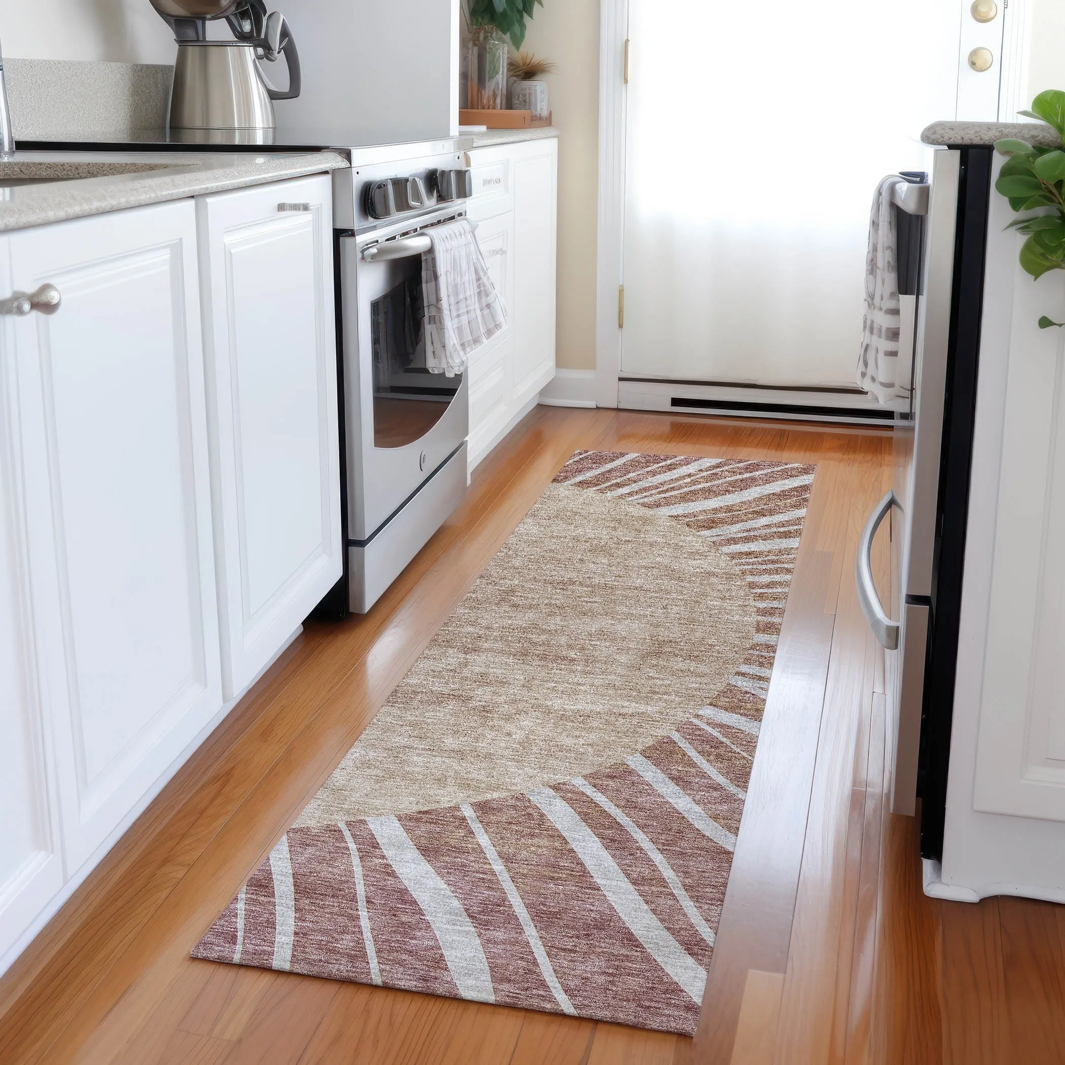 Machine Washable Indoor/ Outdoor ChantilleSunburst Modern Rug