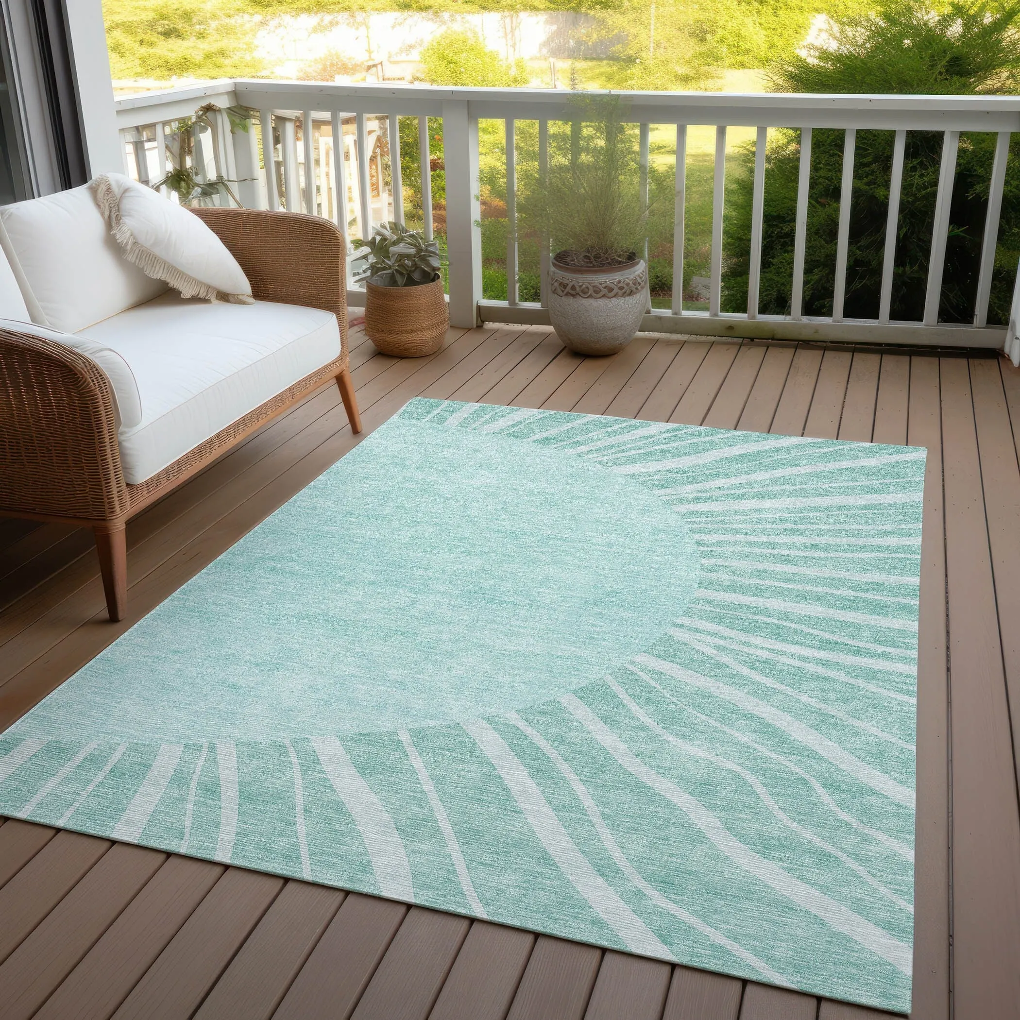 Machine Washable Indoor/ Outdoor ChantilleSunburst Modern Rug