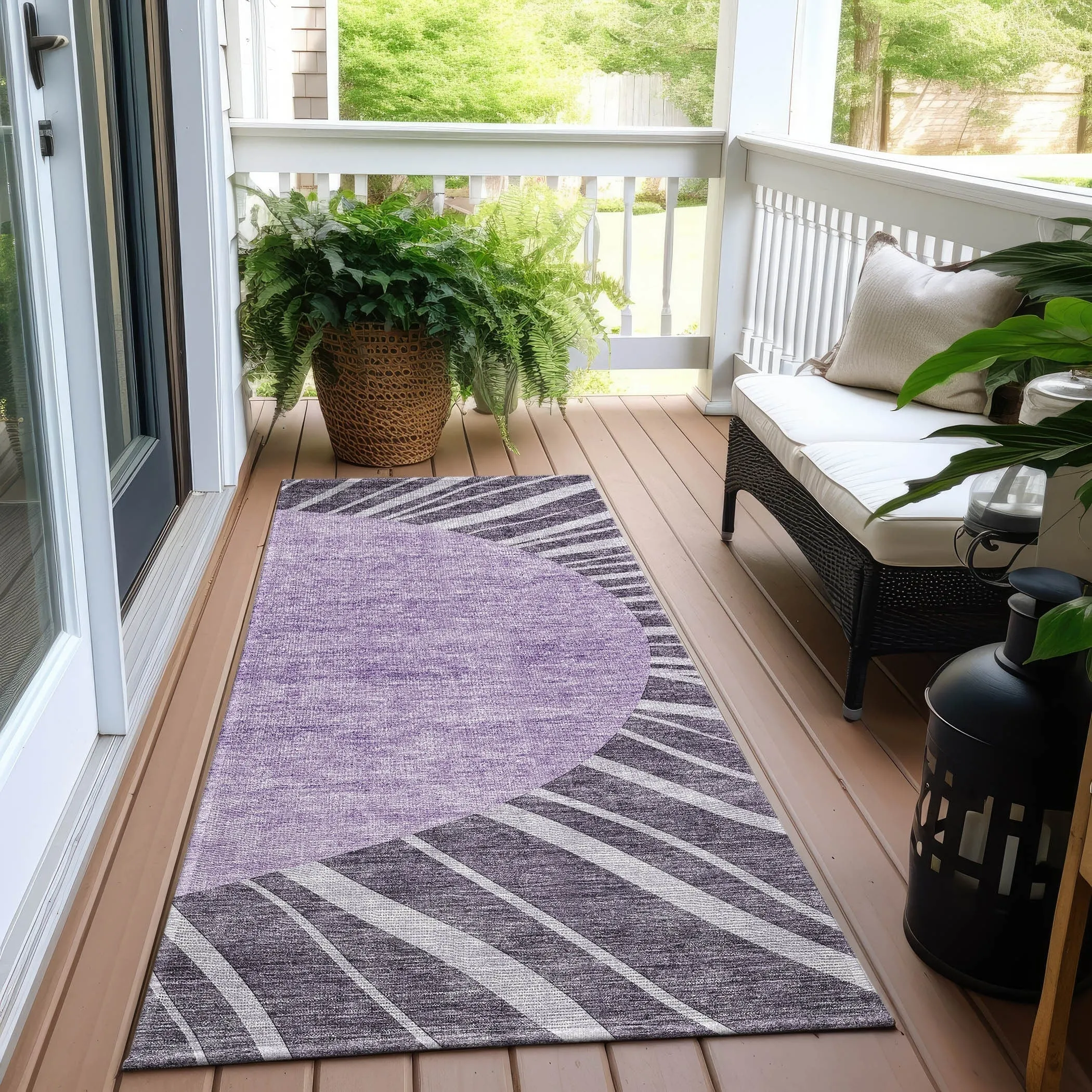 Machine Washable Indoor/ Outdoor ChantilleSunburst Modern Rug