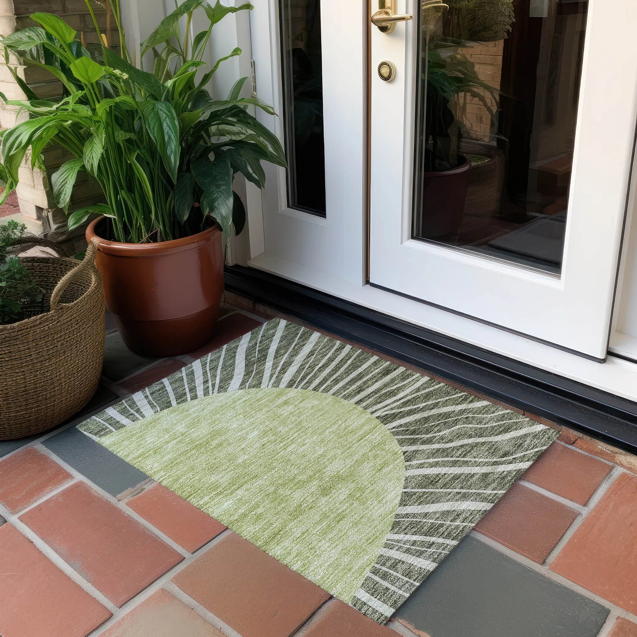 Machine Washable Indoor/ Outdoor ChantilleSunburst Modern Rug