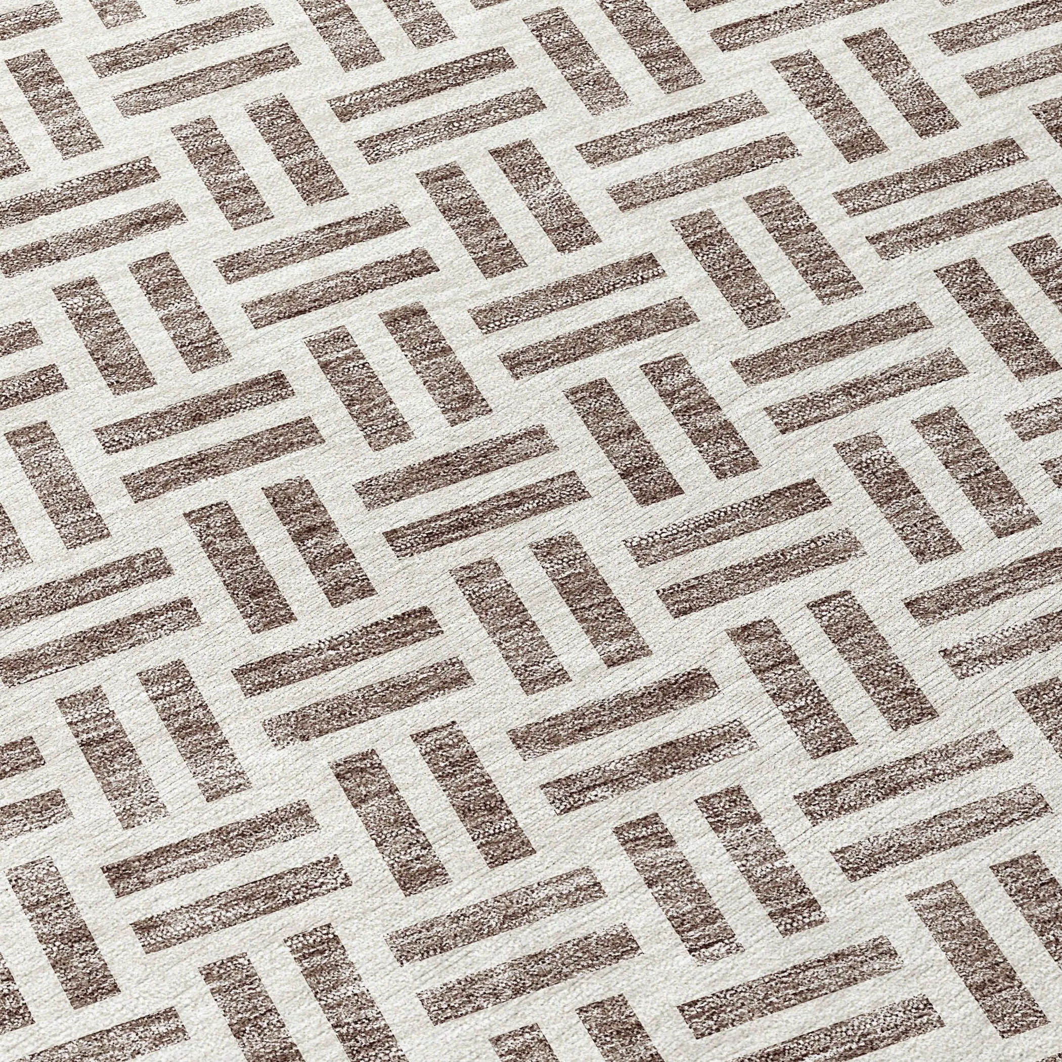 Machine Washable Indoor/ Outdoor Contemporary Basketweave Chantille Rug