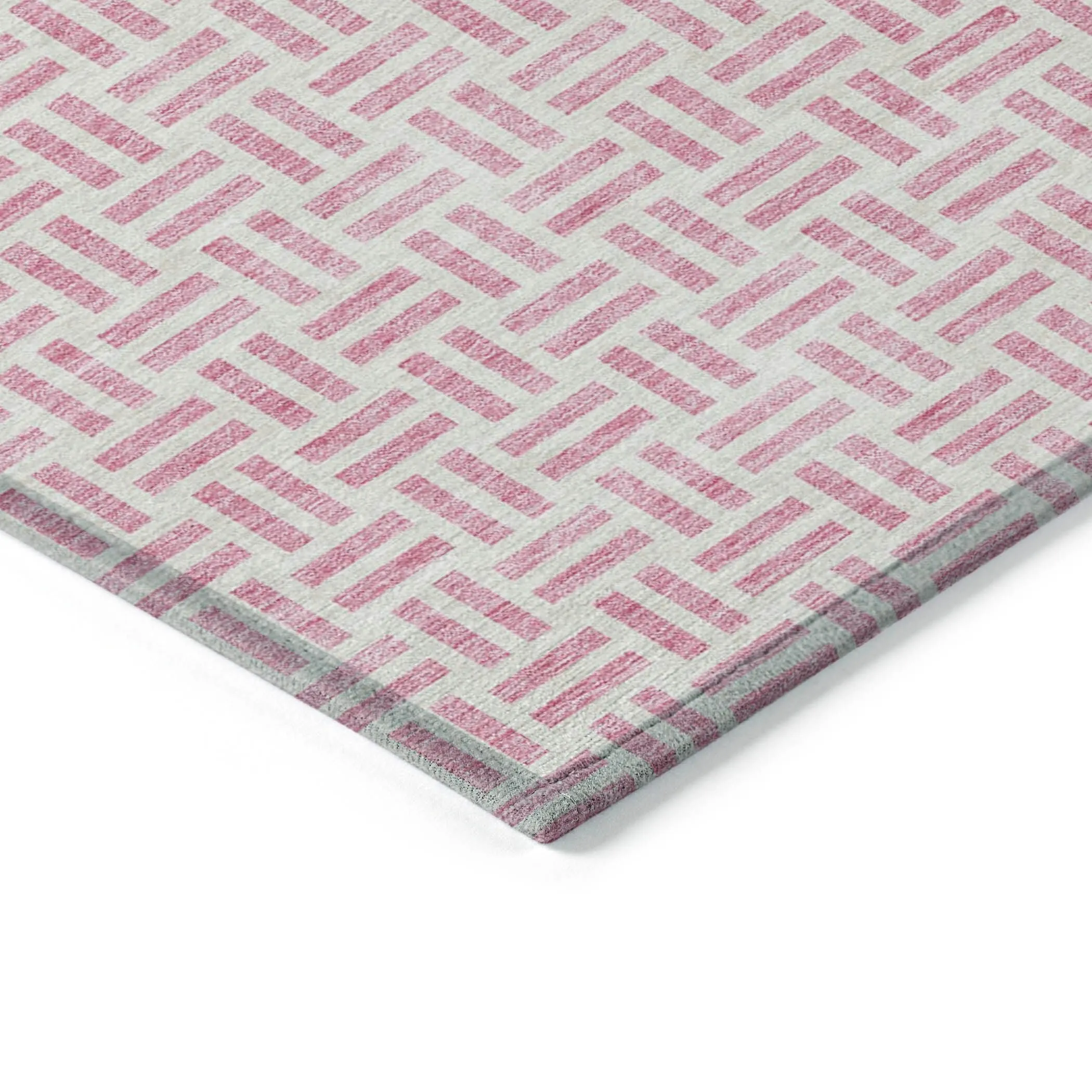Machine Washable Indoor/ Outdoor Contemporary Basketweave Chantille Rug